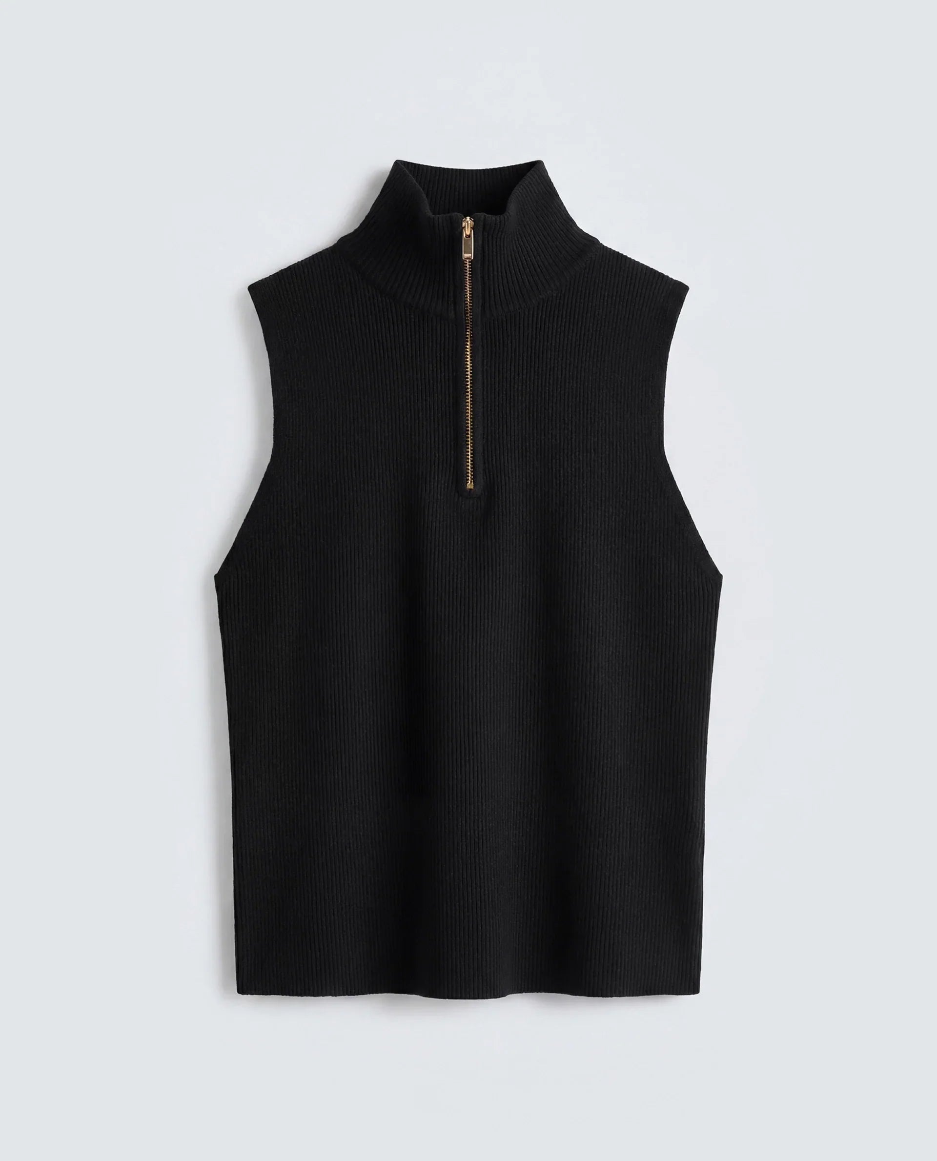 Rareism Women's Samo Black Viscose Blend Sleeveless High Neck Fitted Plain Top
