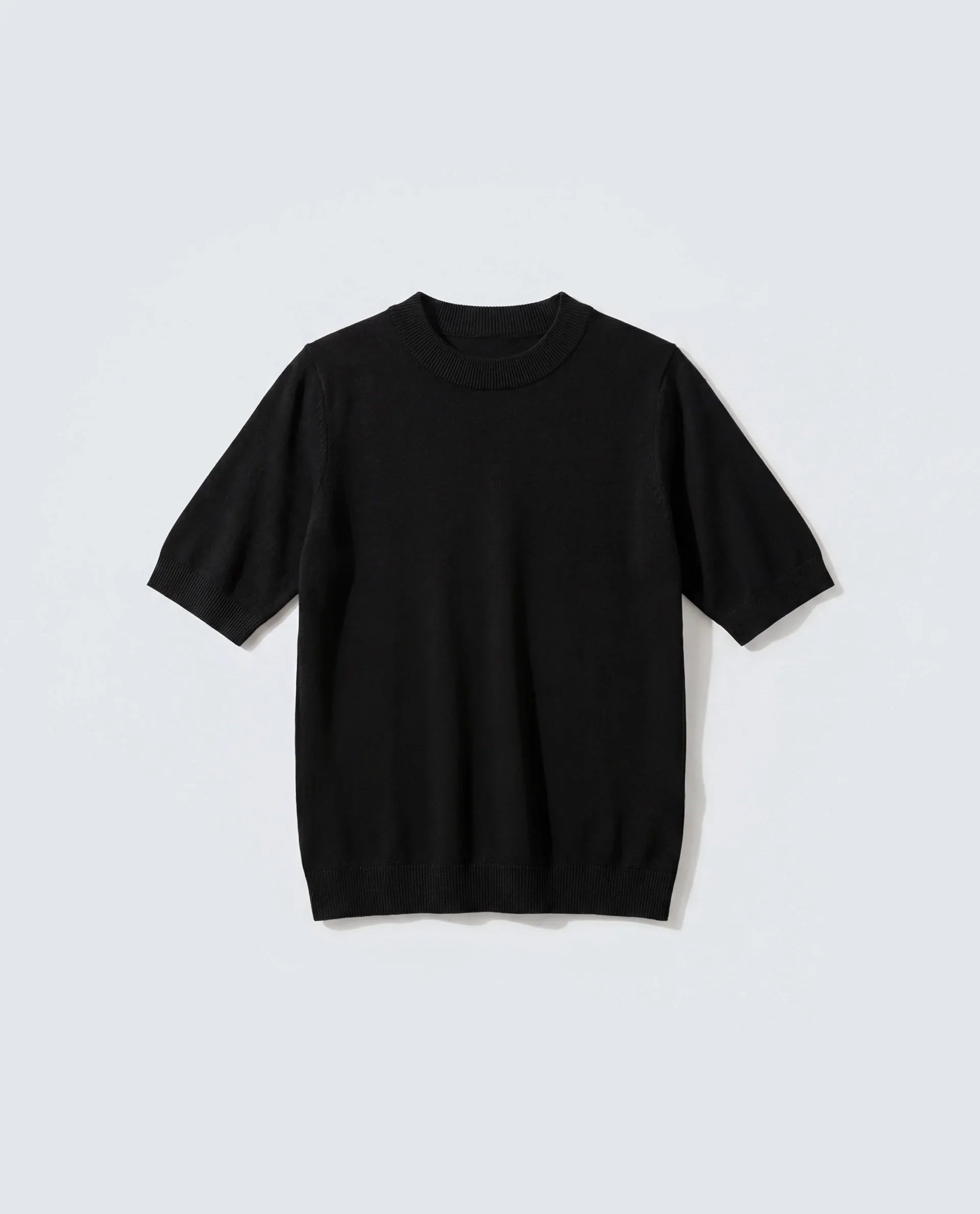 Rareism Women's Sohrdo Black Nylon Blend Half Sleeve Crew Neck Regular Fit Plain Top