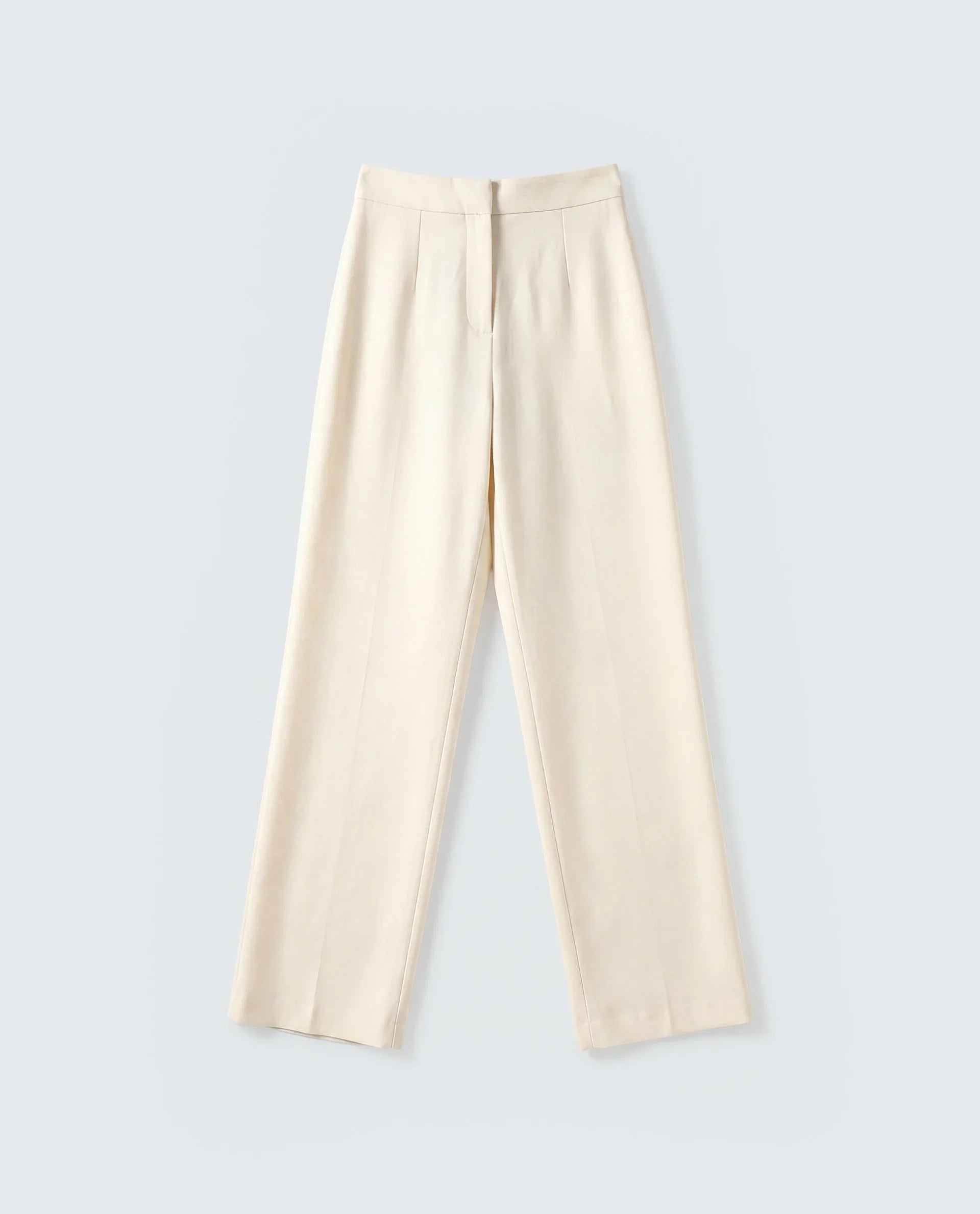 Rareism Women's Srait-1 Off White Viscose Fabric Straight Plain Trouser