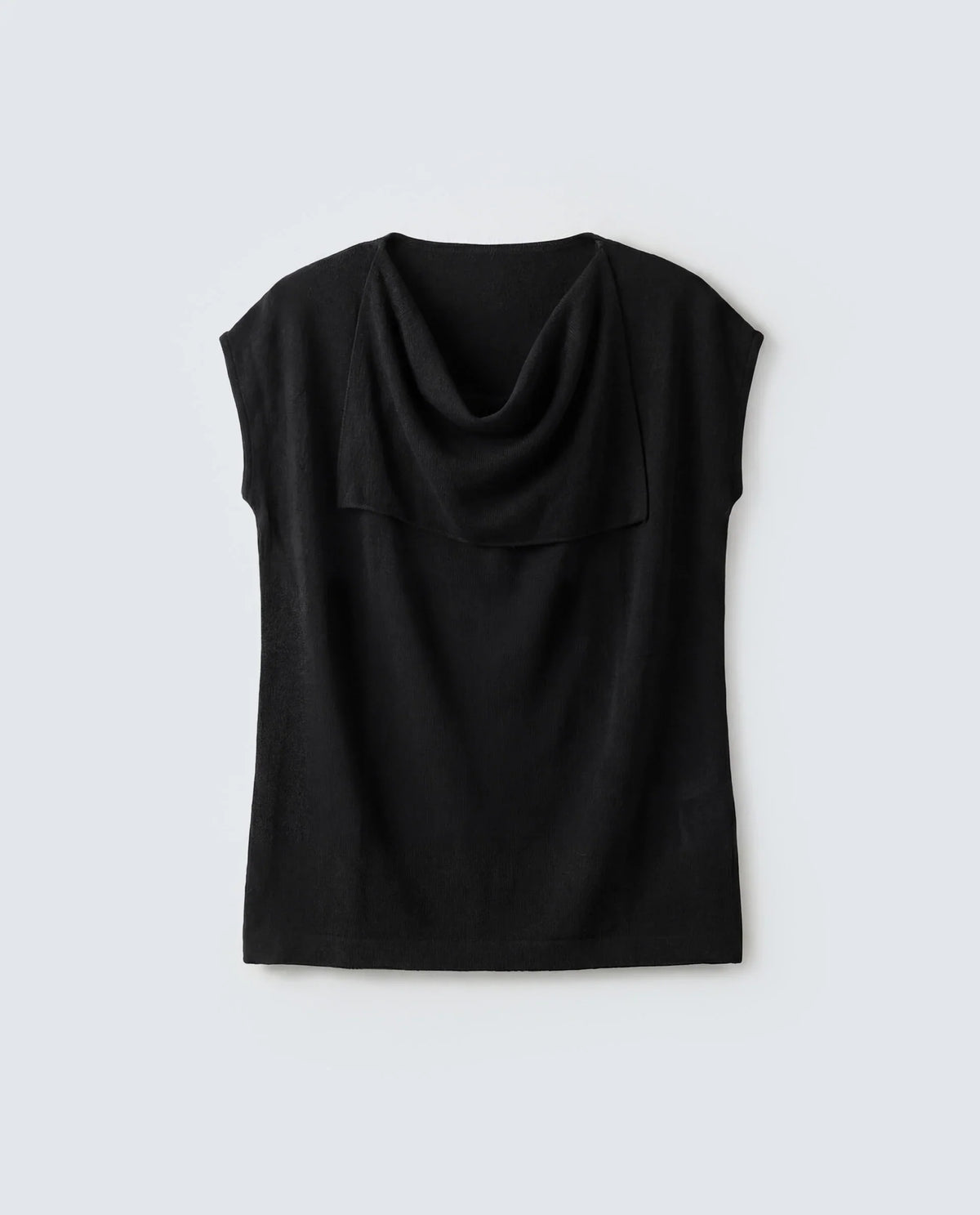 Rareism Women's Star Black Viscose Blend Half Sleeve Cowl Neck Relaxed Fit Plain Top