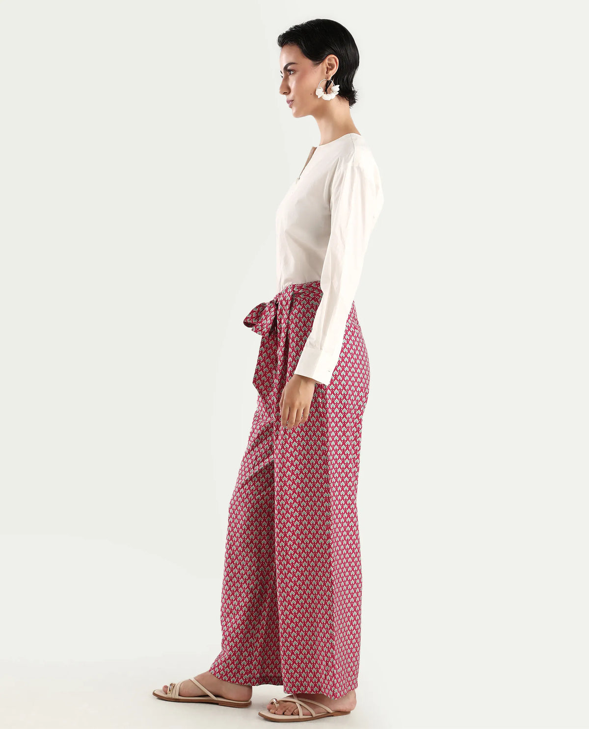 Rareism Women's Imanio Multi Polyester Blend Geometric Print Ankle Length Wide Trouser