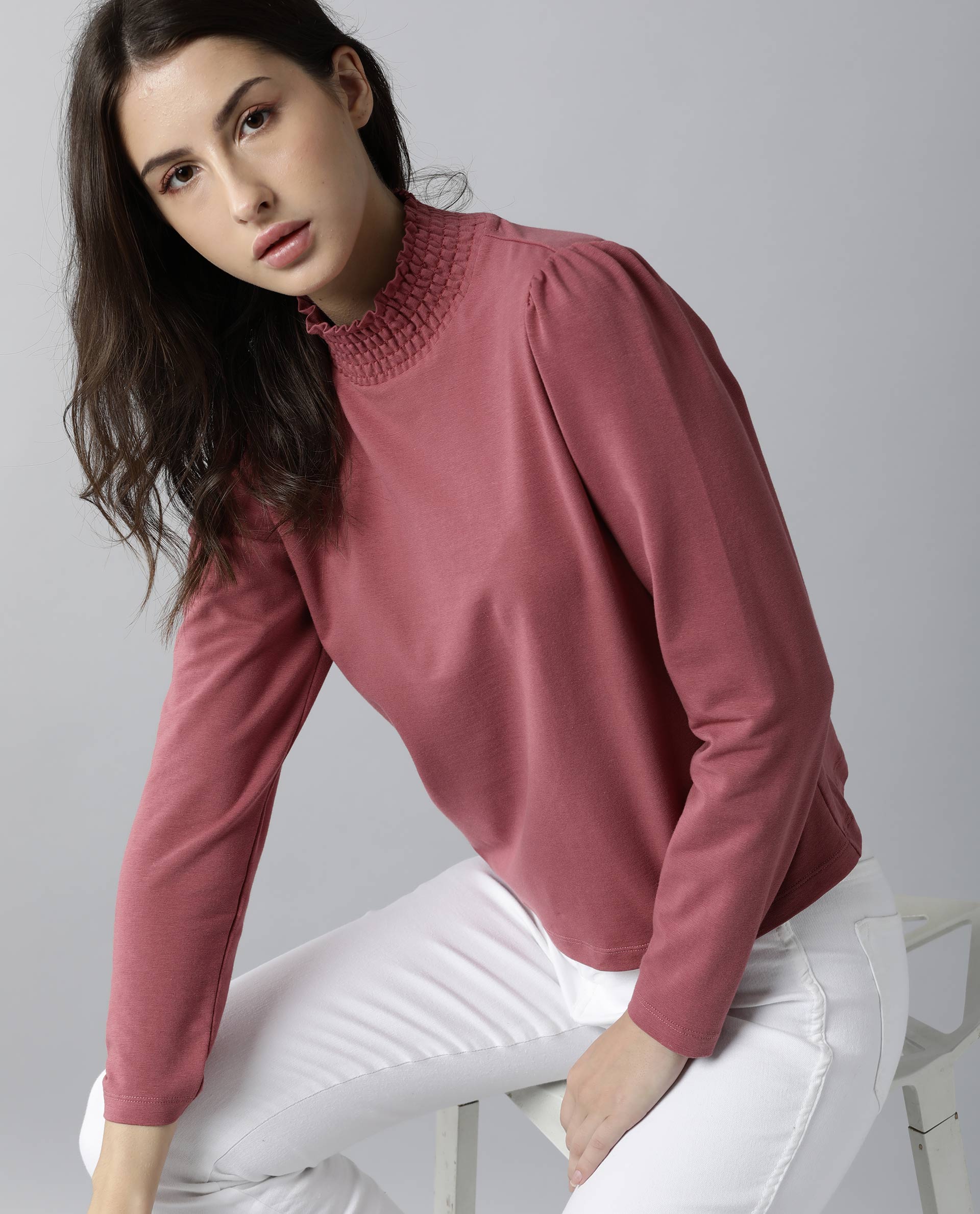 Rareism Women Spinny Pink T-Shirt Full Sleeves