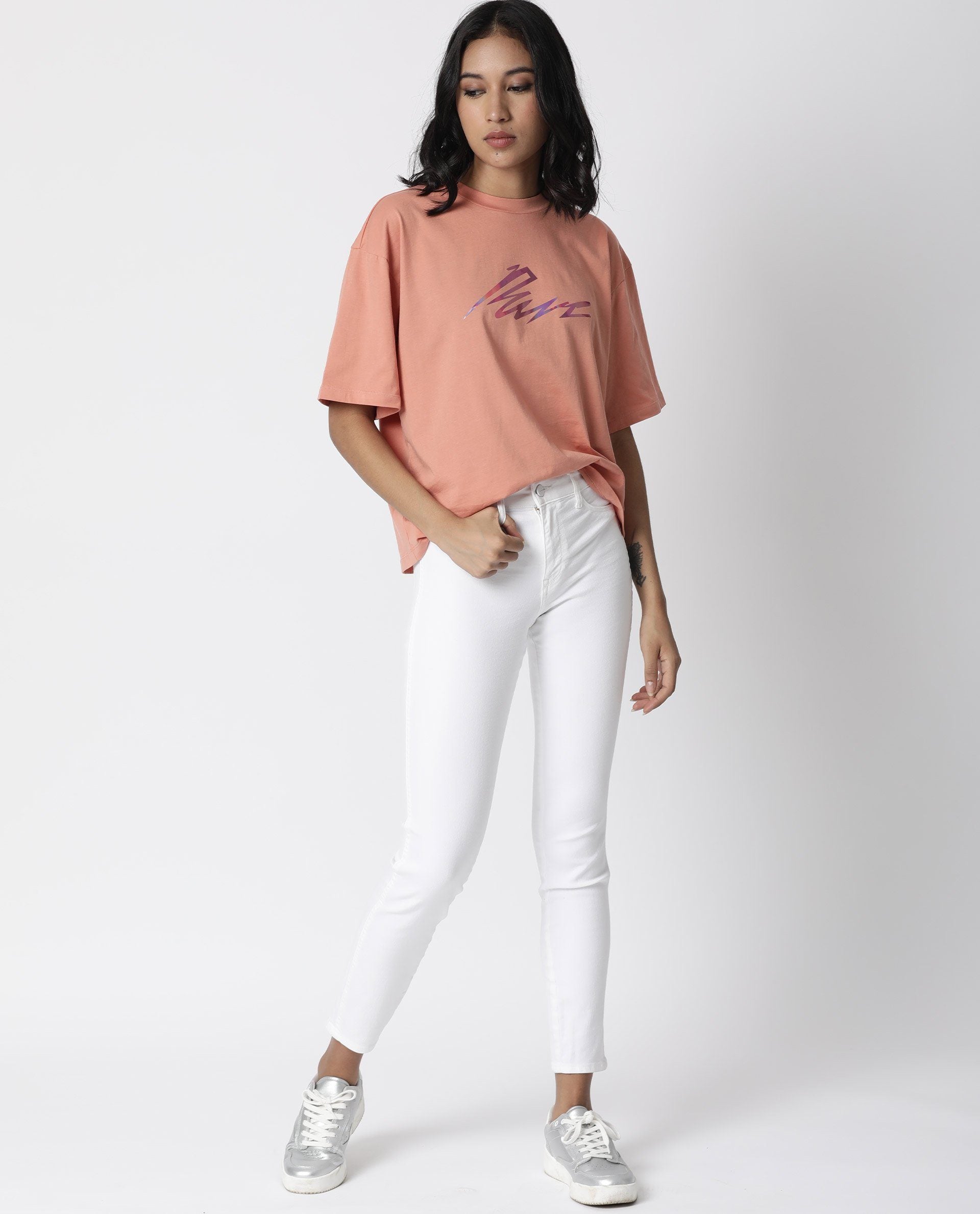 Rareism Women Niki Orange T-Shirt Short Sleeves