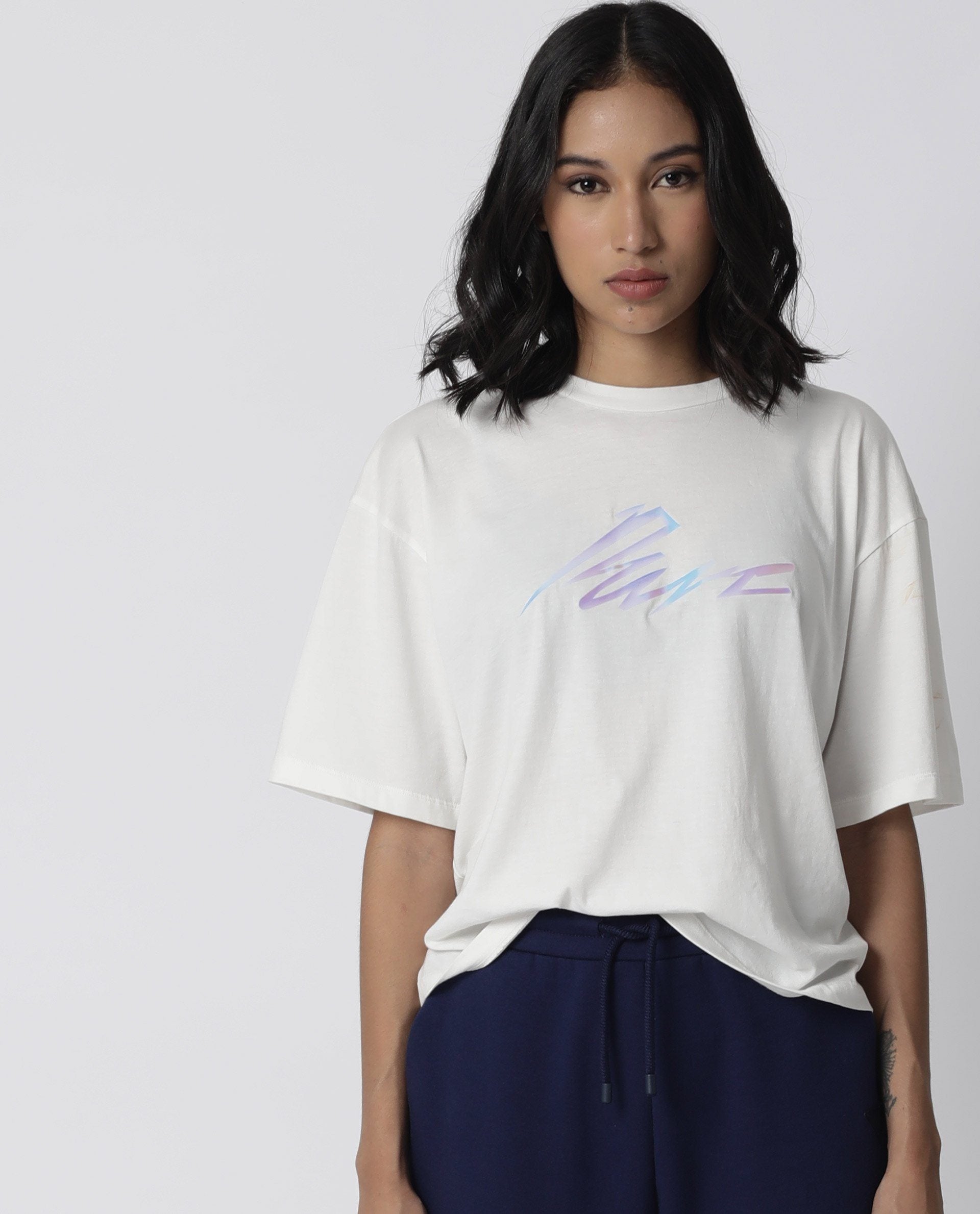 Rareism Women Niki Offwhite T-Shirt Short Sleeves