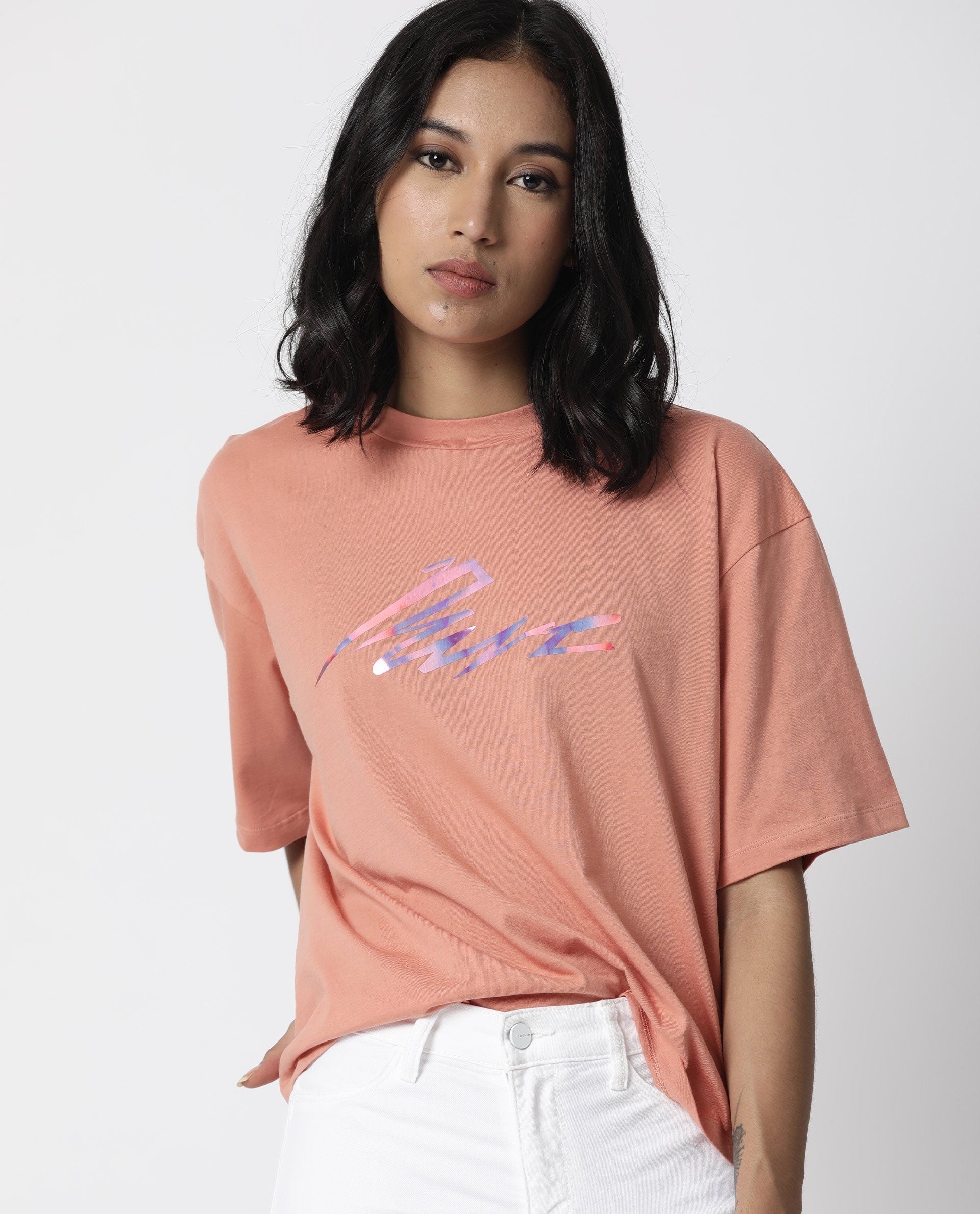 Rareism Women Niki Orange T-Shirt Short Sleeves