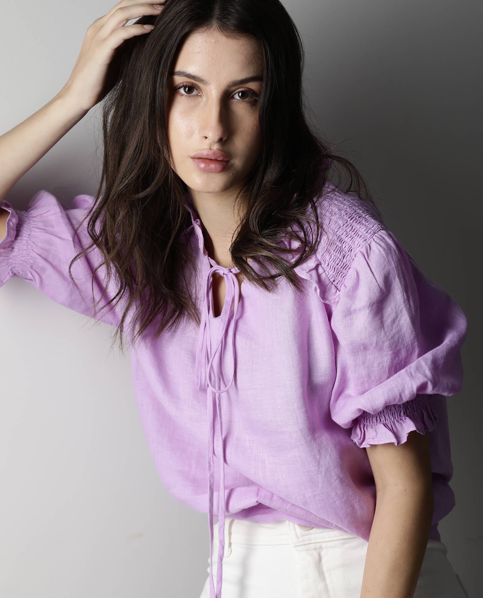 Rareism Women Salsa Purple Top Short Sleeves Solid