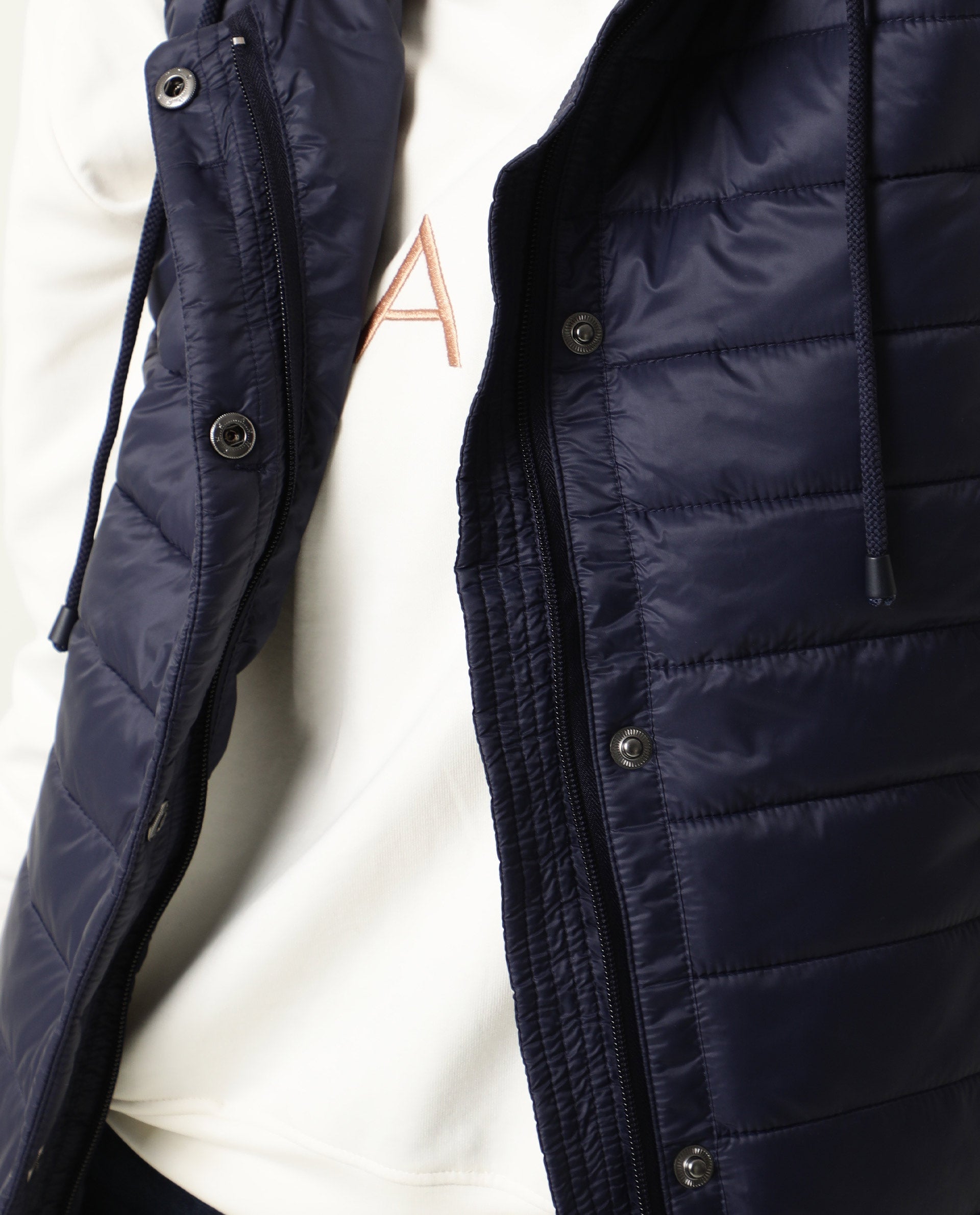 Rareism Women Troop Dark Navy  Sleeveless Solid Hooded Jacket