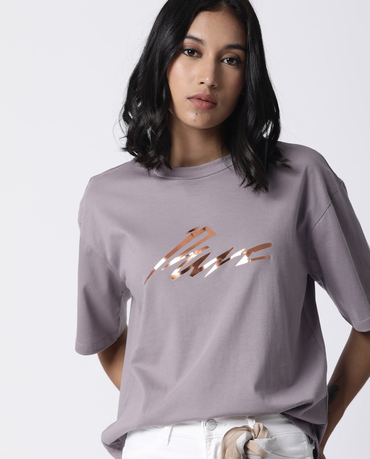 Rareism Women Niki Purple T-Shirt Short Sleeves