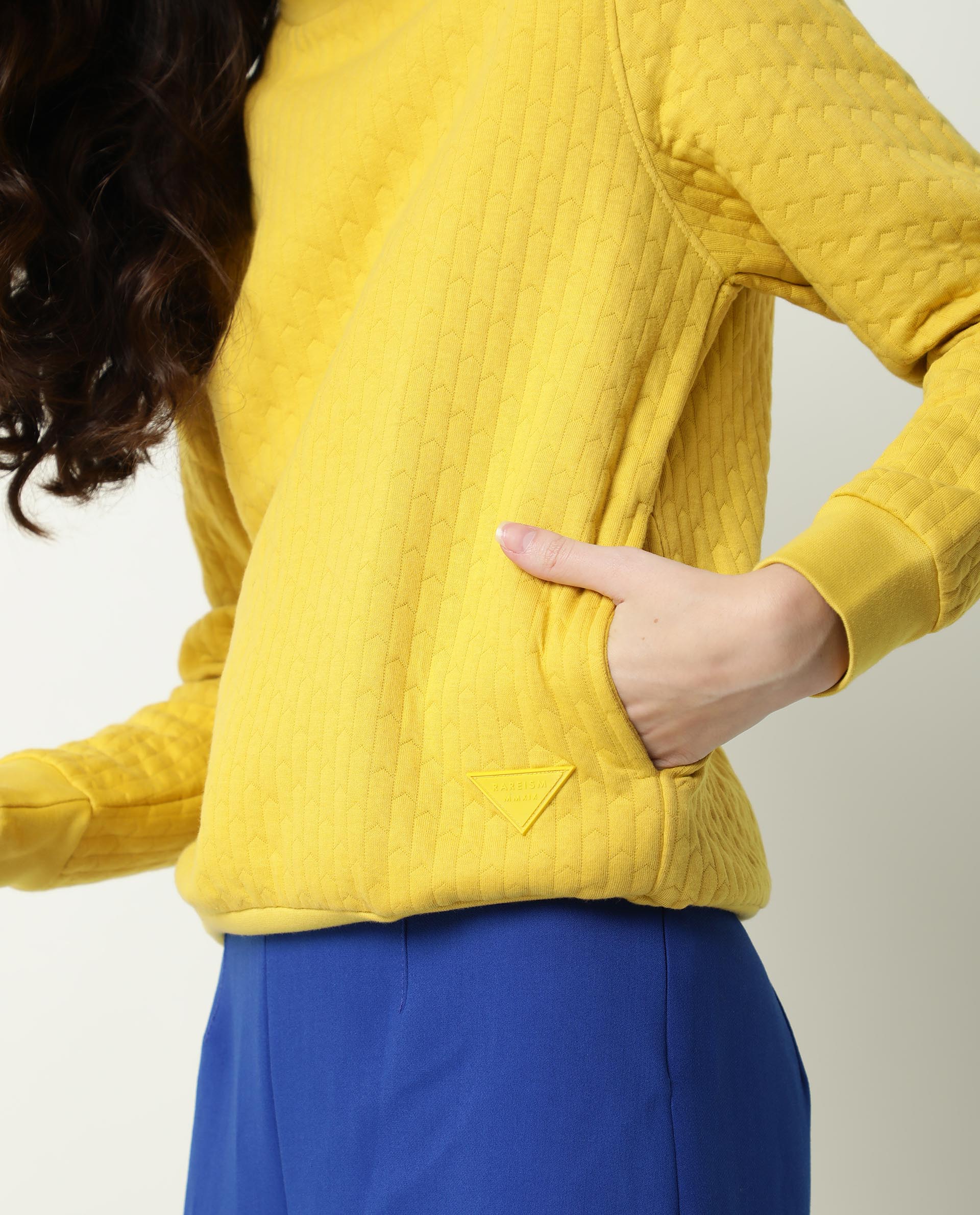 Rareism Women Sid Yellow Sweatshirt Solid