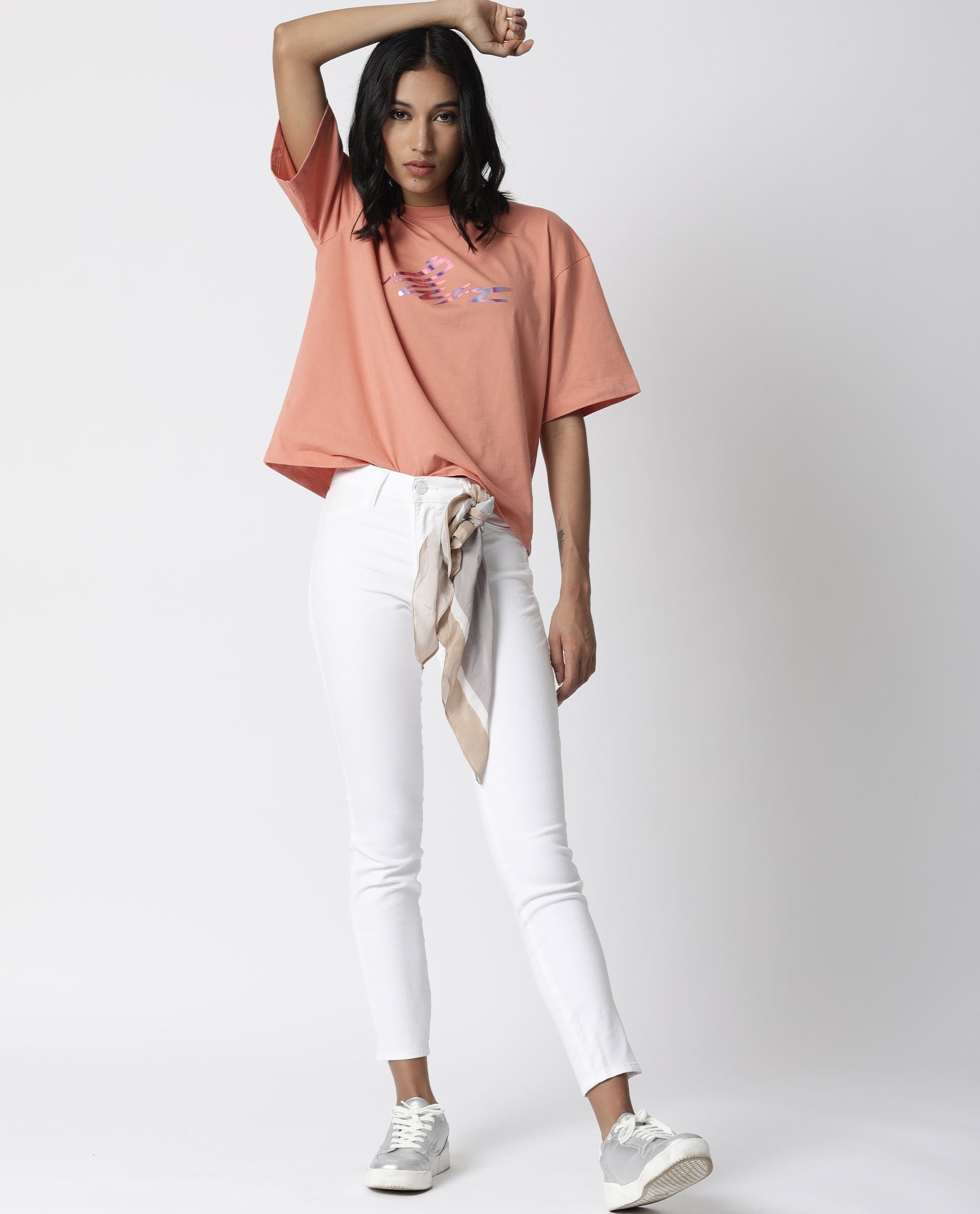 Rareism Women Niki Orange T-Shirt Short Sleeves