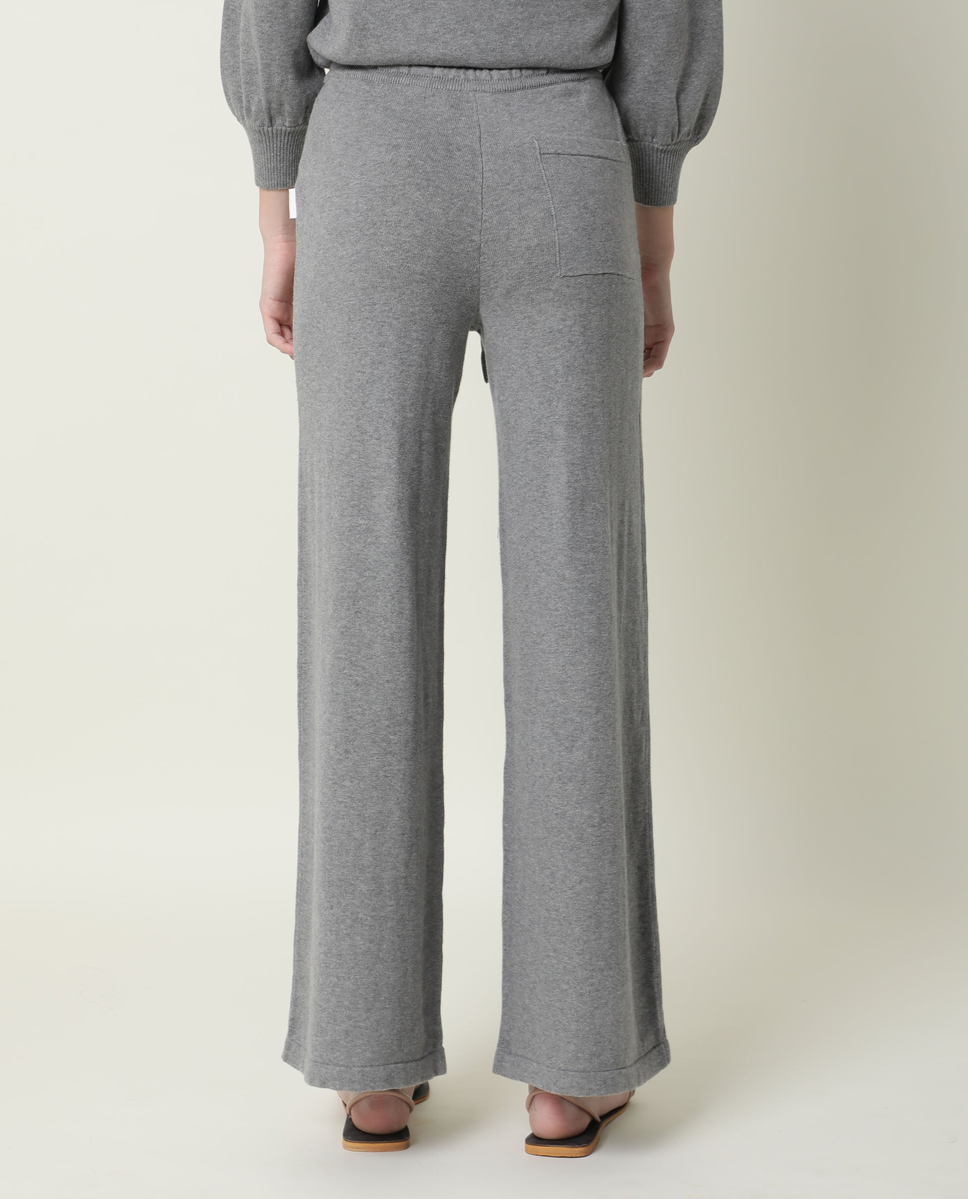 Rareism Women Finn Track Melange Grey Cotton Fabric Flared Solid Mid Rise Ankle Length Track Pant