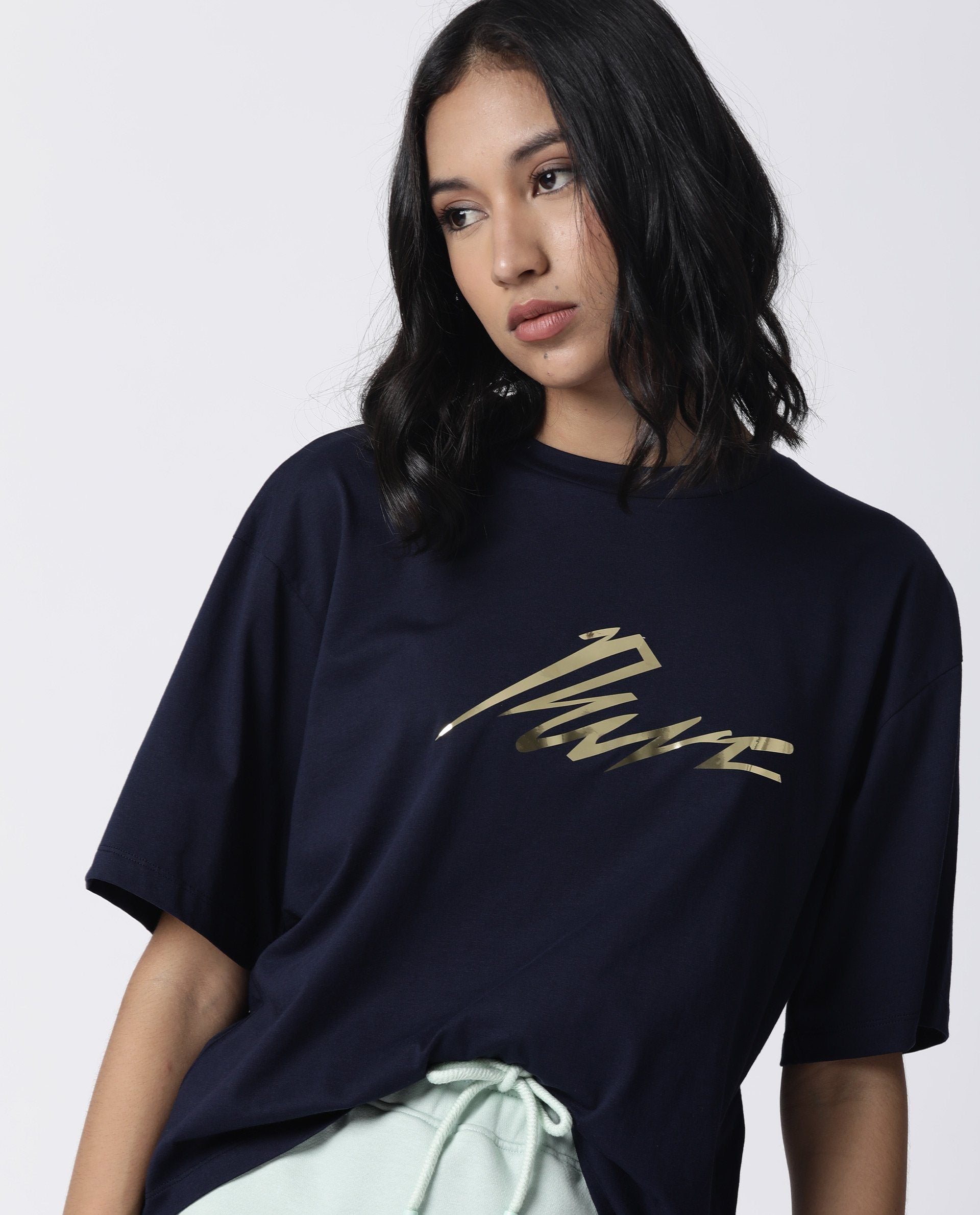Rareism Women Niki Navy T-Shirt Short Sleeves