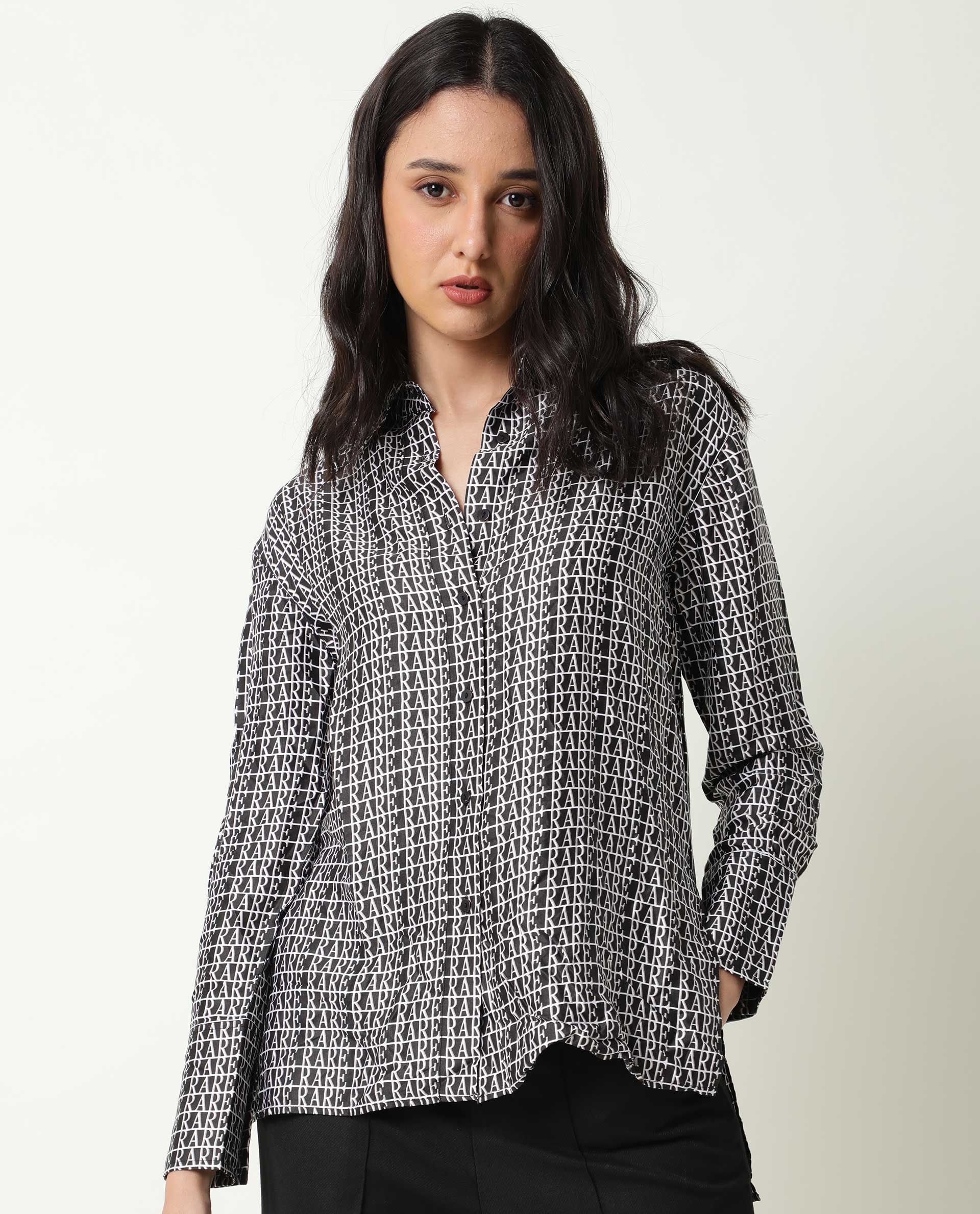 Rareism Womens Niko Black Top Modal Satin Fabric Loose Fit Sleeveless Collared Neck