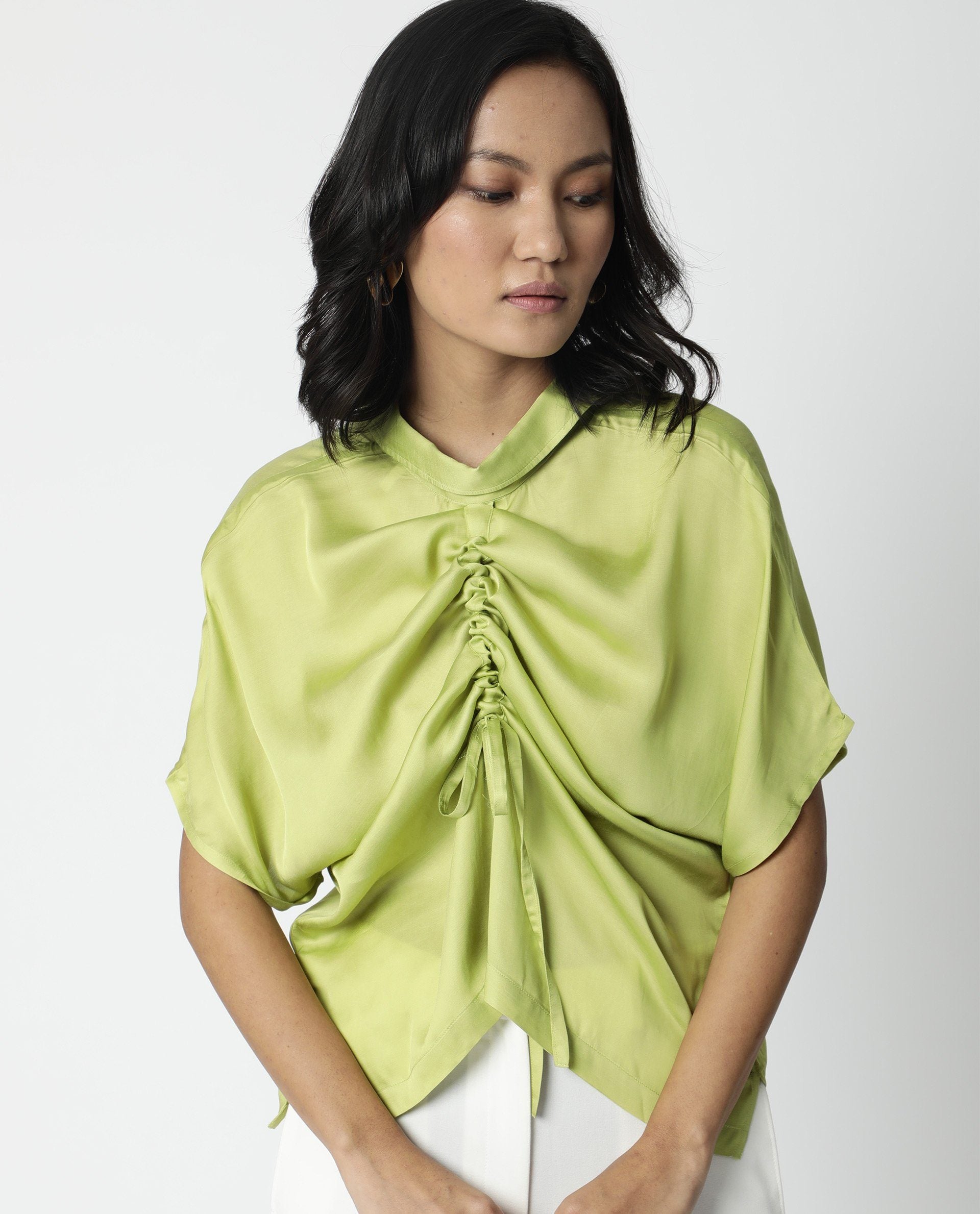 Rareism Women Trop Green Top Short Sleeves Solid
