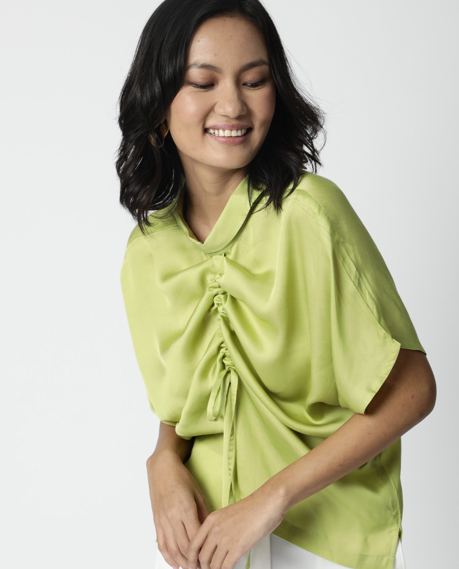 Rareism Women Trop Green Top Short Sleeves Solid