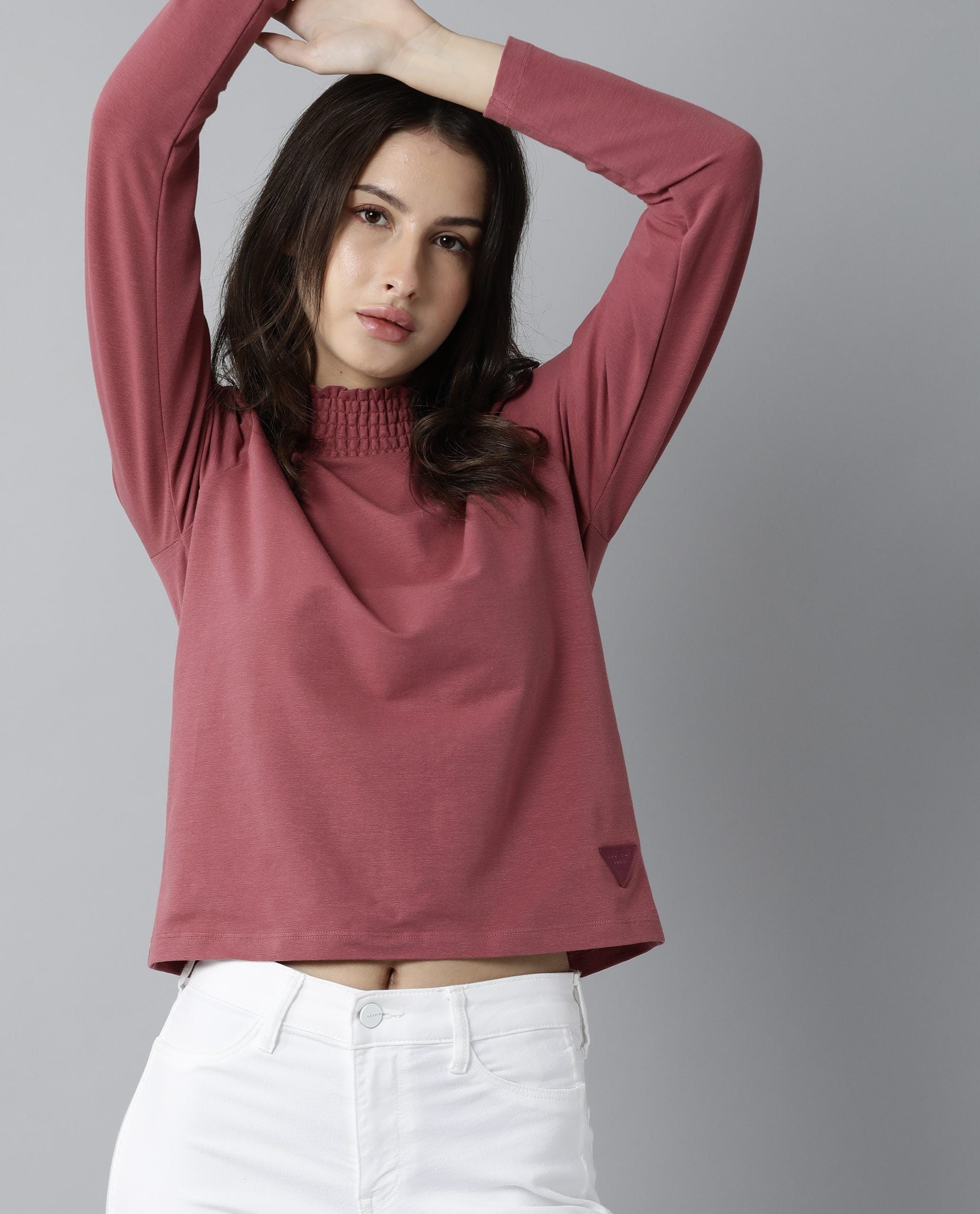 Rareism Women Spinny Pink T-Shirt Full Sleeves