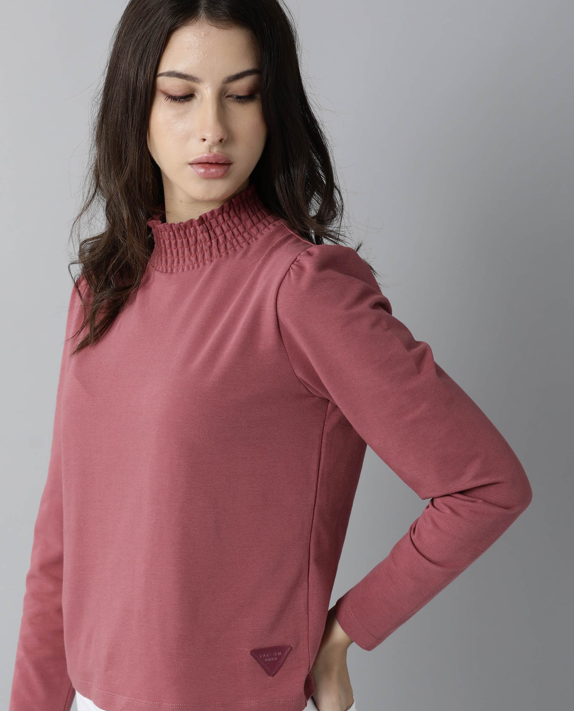 Rareism Women Spinny Pink T-Shirt Full Sleeves