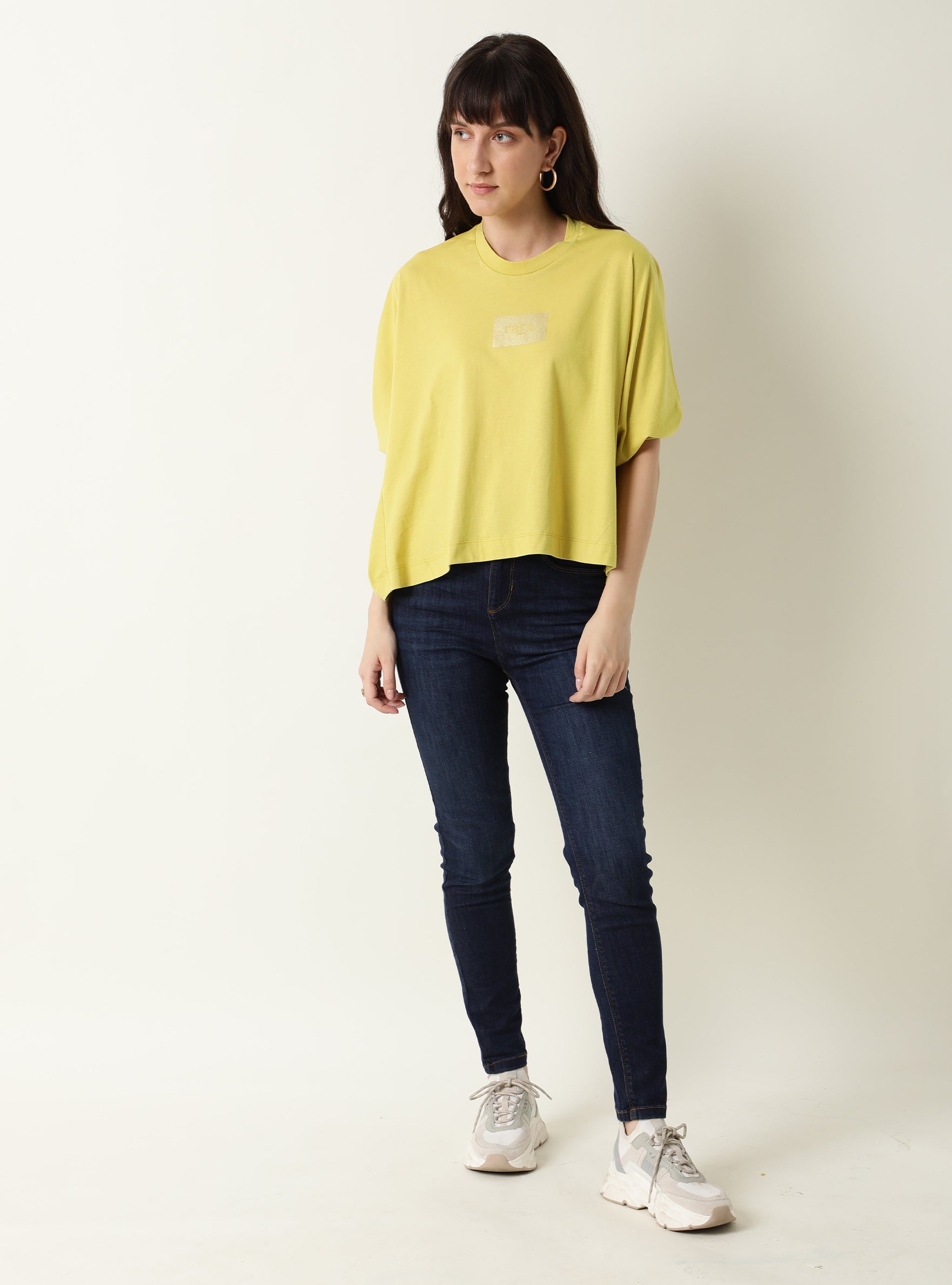 Rareism Womens Hooda 2 Yellow T-Shirt Round Neck 3/4Th Sleeve