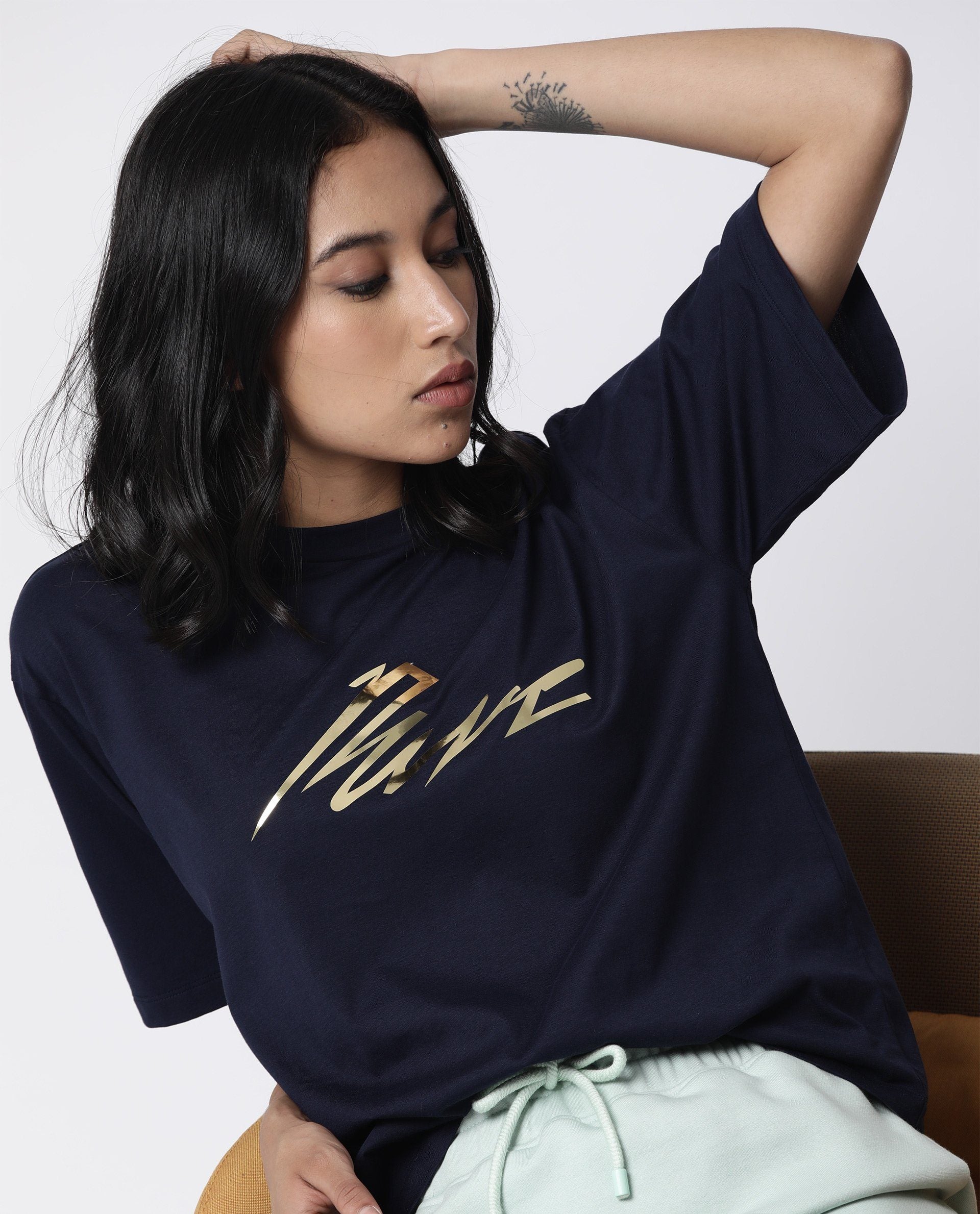 Rareism Women Niki Navy T-Shirt Short Sleeves