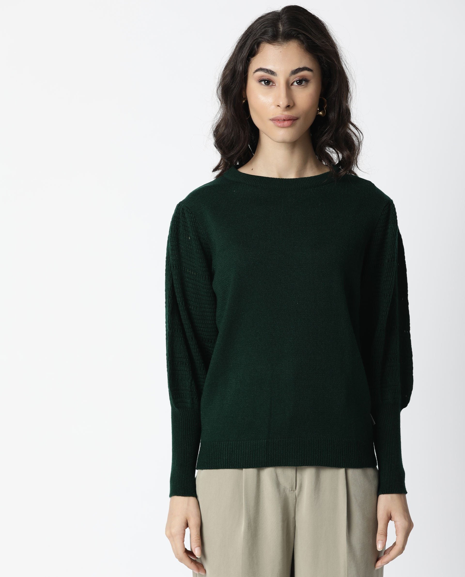 Rareism Women Marina Green Top Full Sleeves