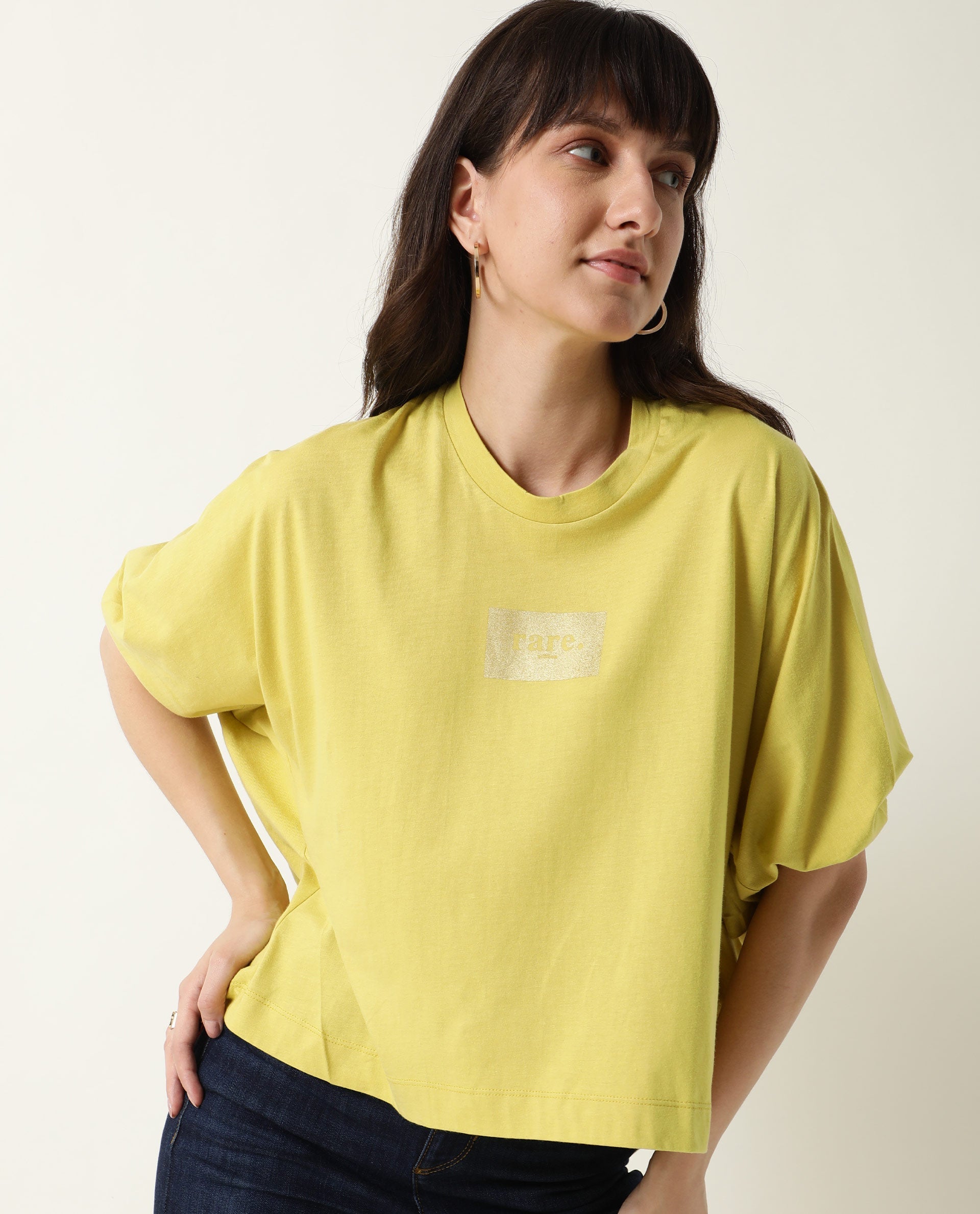 Rareism Womens Hooda 2 Yellow T-Shirt Round Neck 3/4Th Sleeve