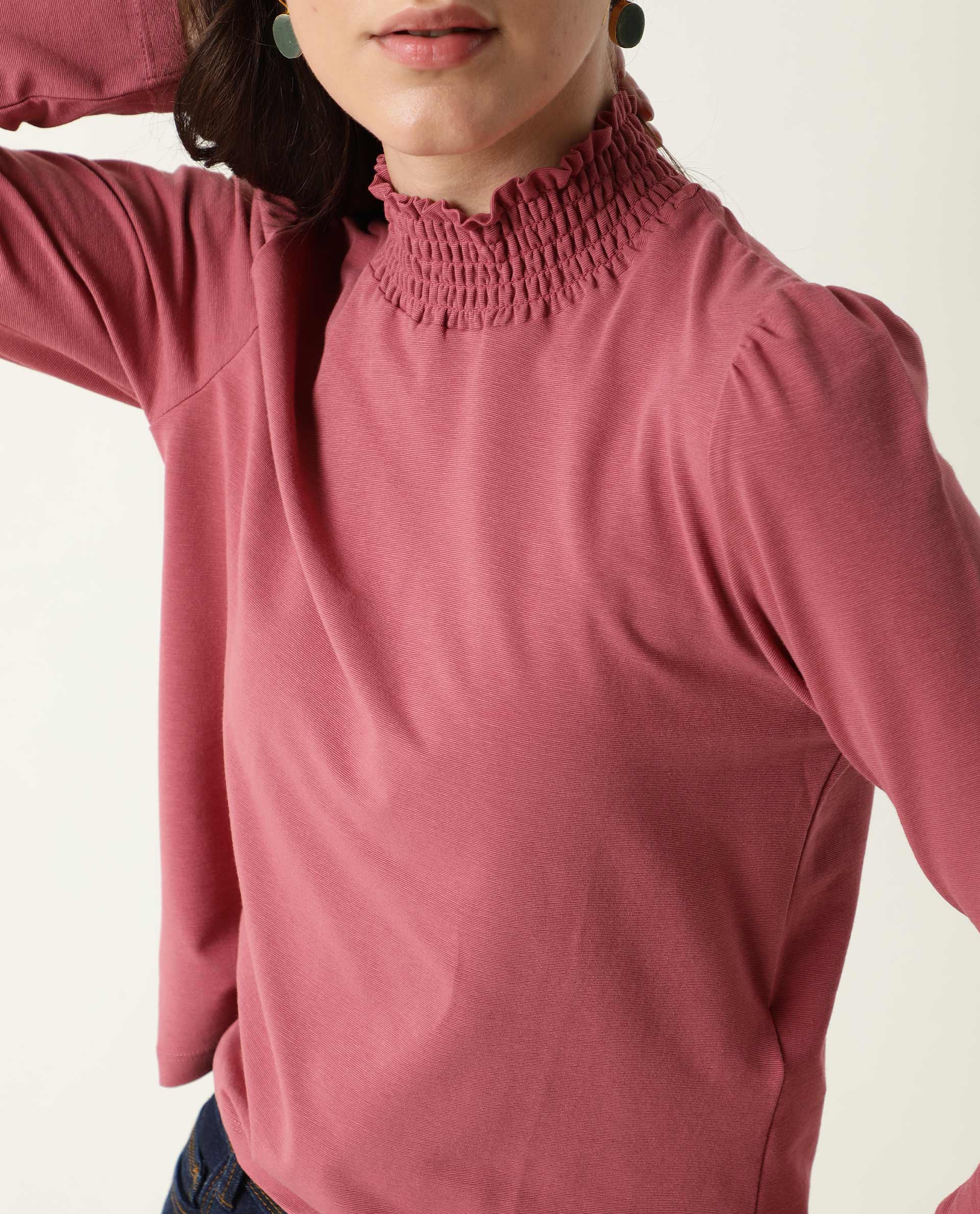 Rareism Women Spinny Pink T-Shirt Full Sleeves