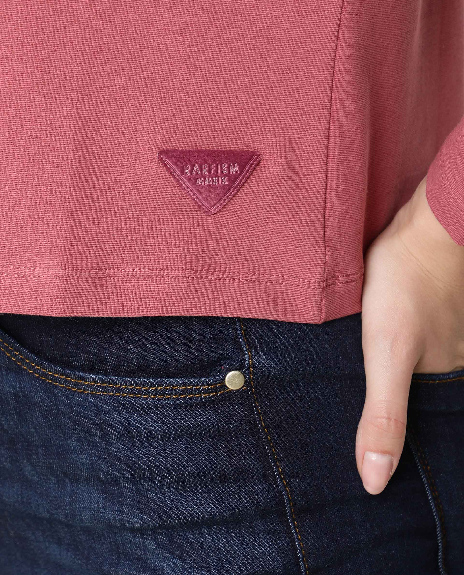 Rareism Women Spinny Pink T-Shirt Full Sleeves