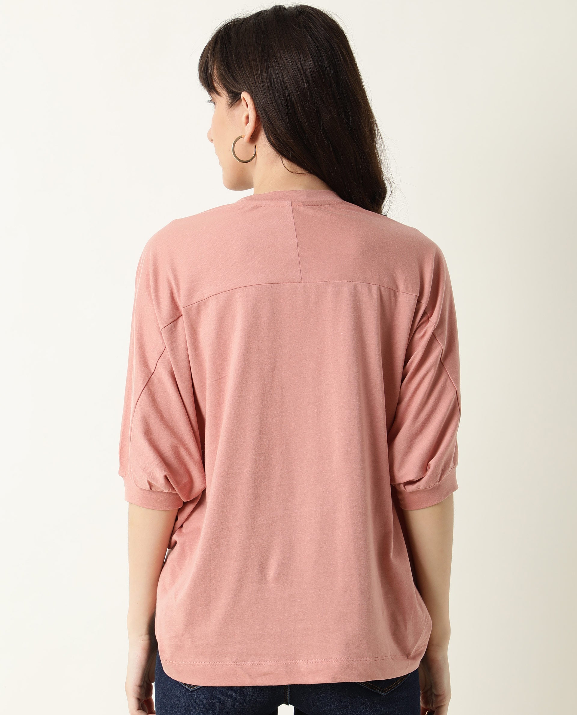 Rareism Womens Hooda 2 Pink T-Shirt Round Neck 3/4Th Sleeve