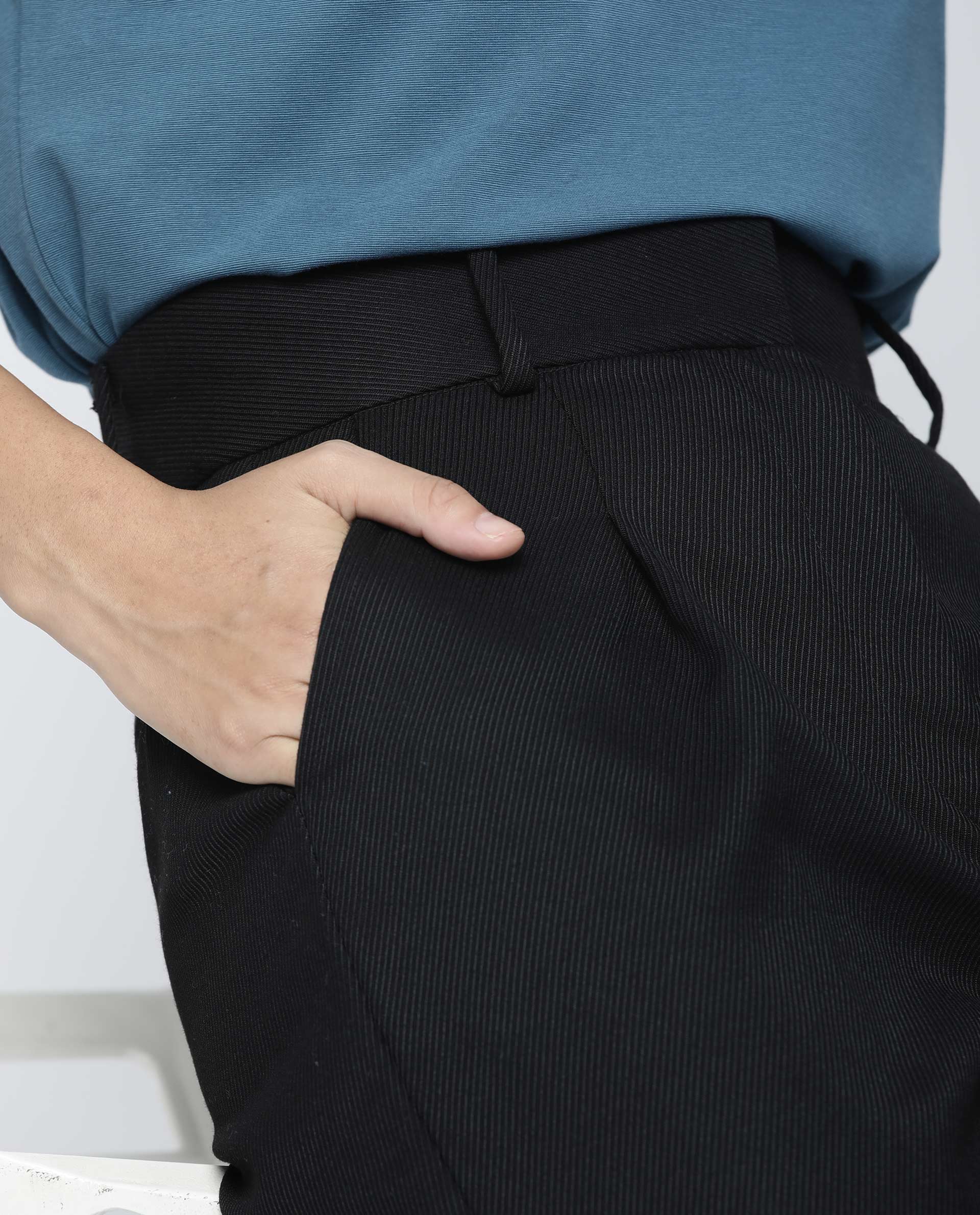 Rareism Women Bozz Black Trousers Checks