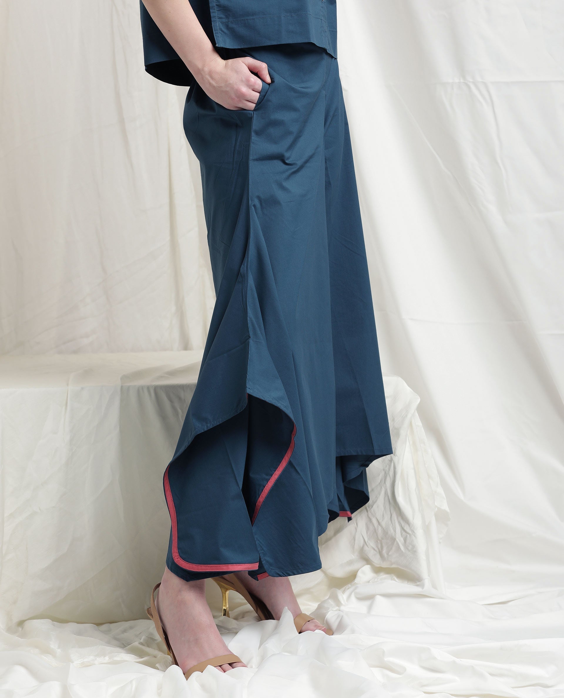 Rareism Womens Kyoto Petrol Trouser Poly Lycra Fabric Relaxed Fit Draw String Closure High Rise Waist Rise Ankle Length