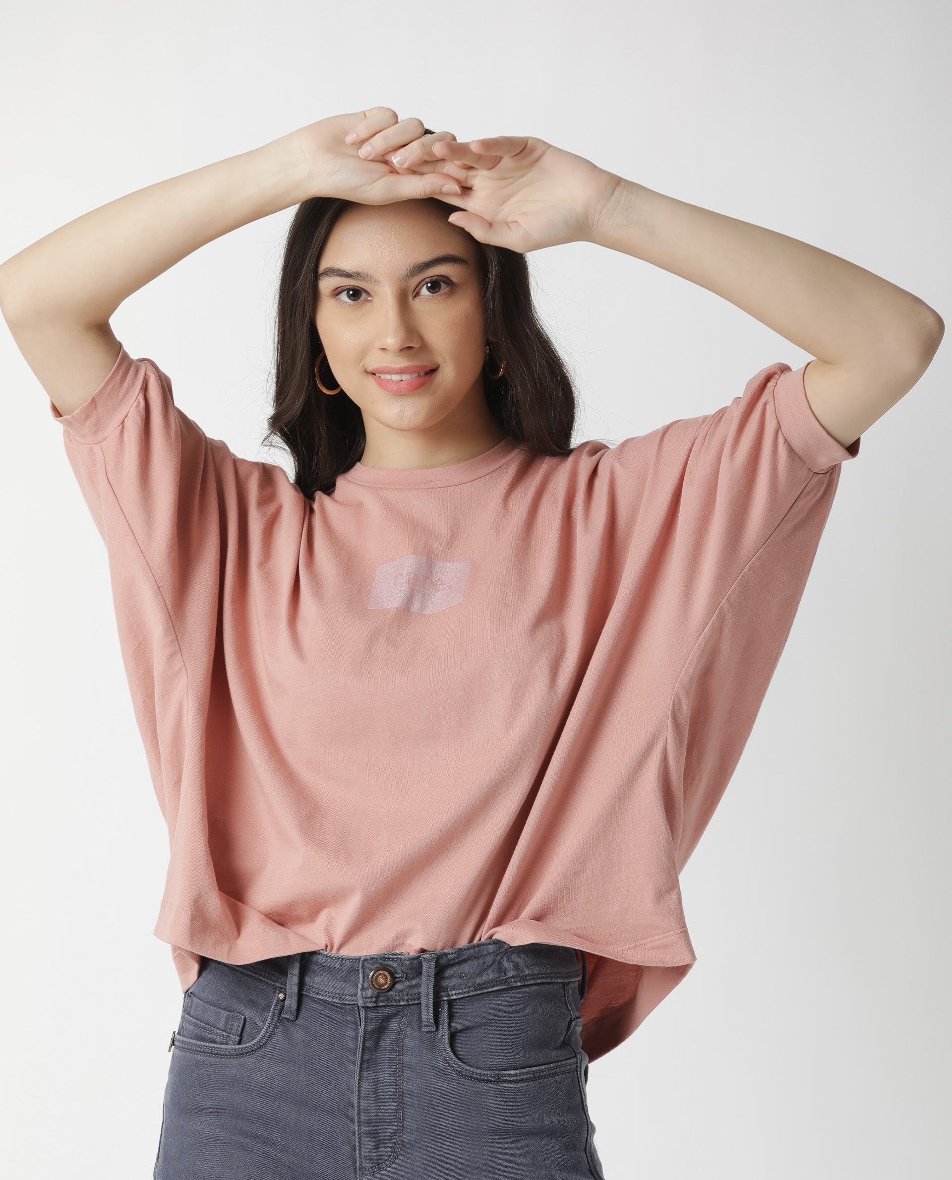 Rareism Womens Hooda 2 Pink T-Shirt Round Neck 3/4Th Sleeve