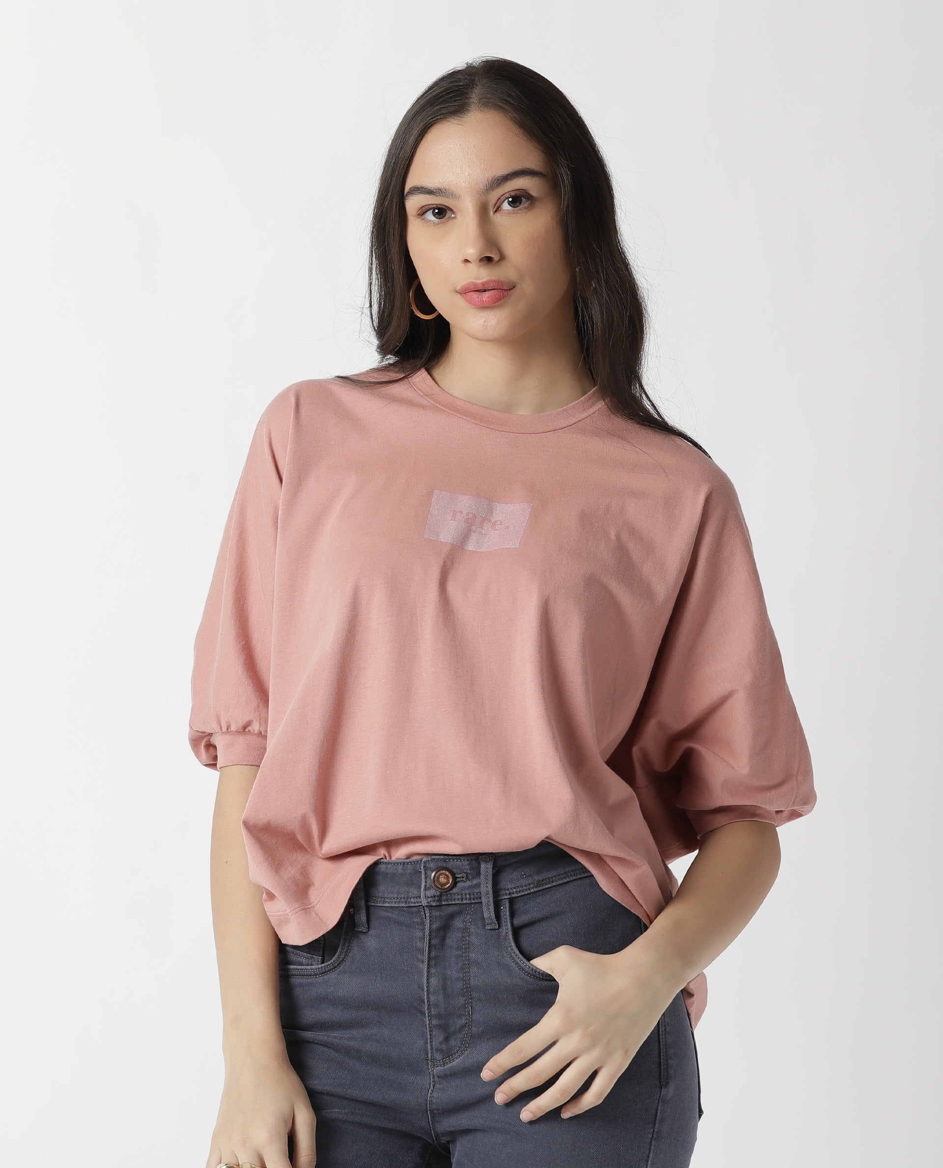 Rareism Womens Hooda 2 Pink T-Shirt Round Neck 3/4Th Sleeve