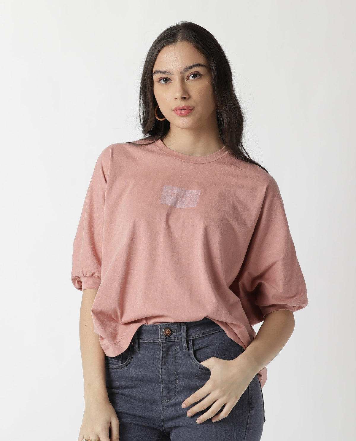 Rareism Womens Hooda 2 Pink T-Shirt Round Neck 3/4Th Sleeve