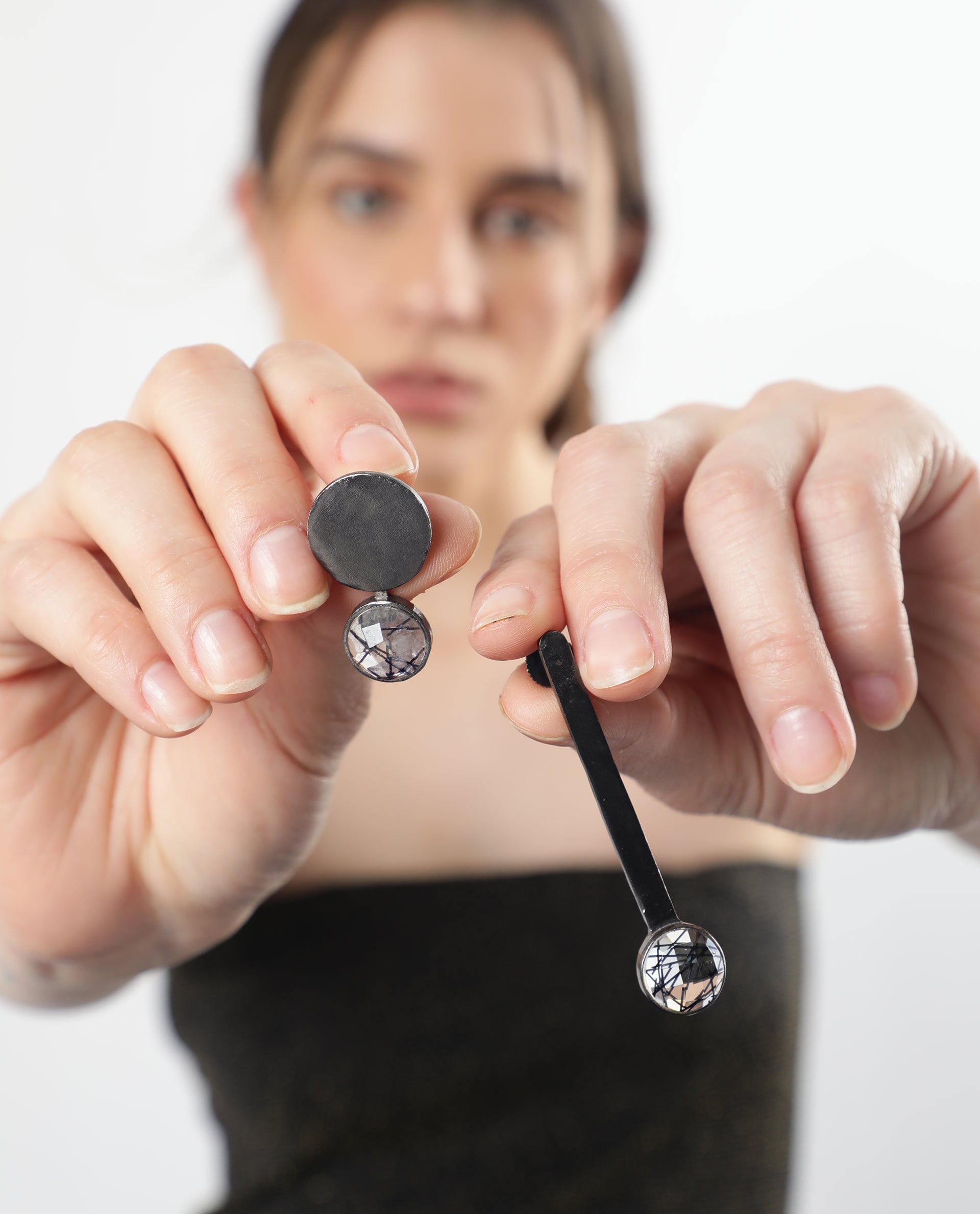 Rareism Women Punk Grey Earring