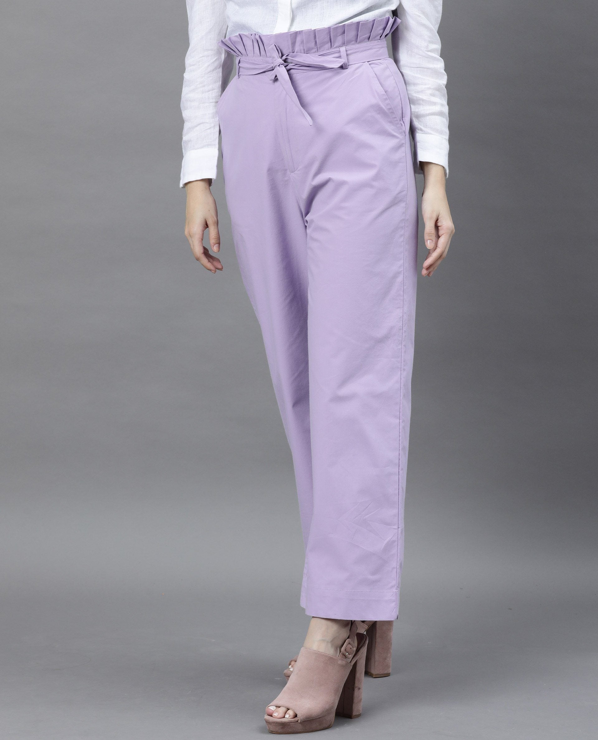 Rareism Women Scalap Purple Trousers Solid