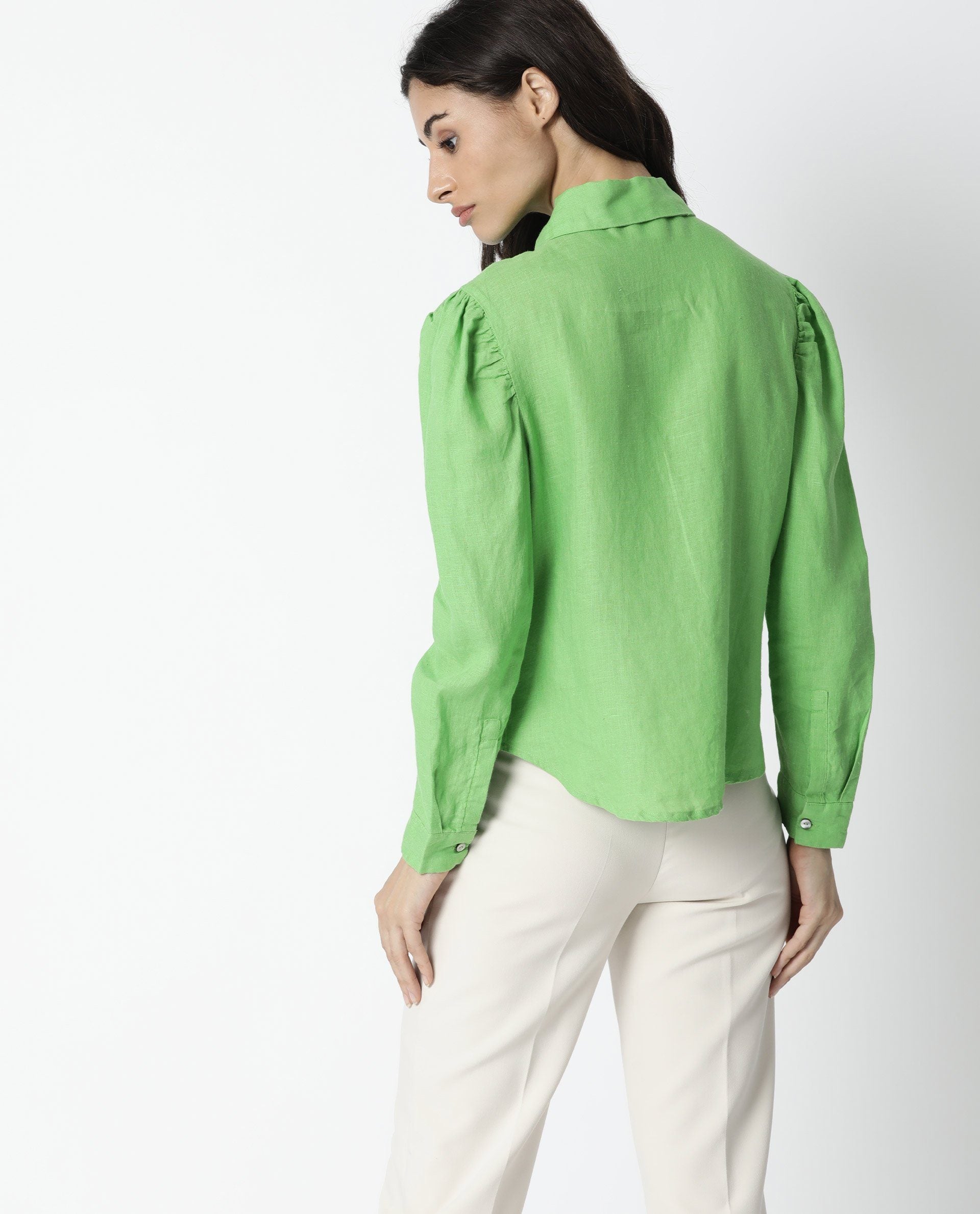 Rareism Women Toby Green Top Full Sleeves Solid