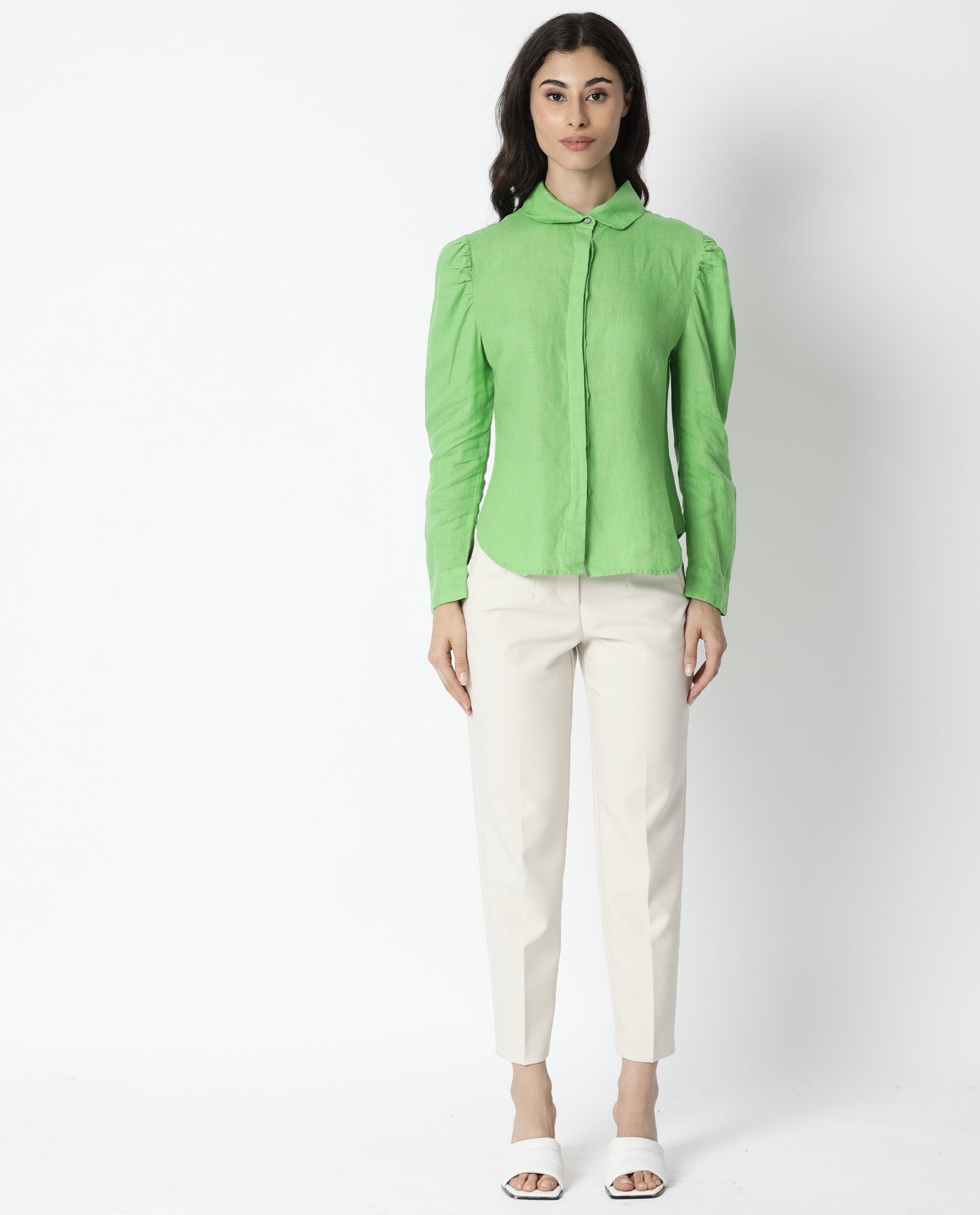 Rareism Women Toby Green Top Full Sleeves Solid