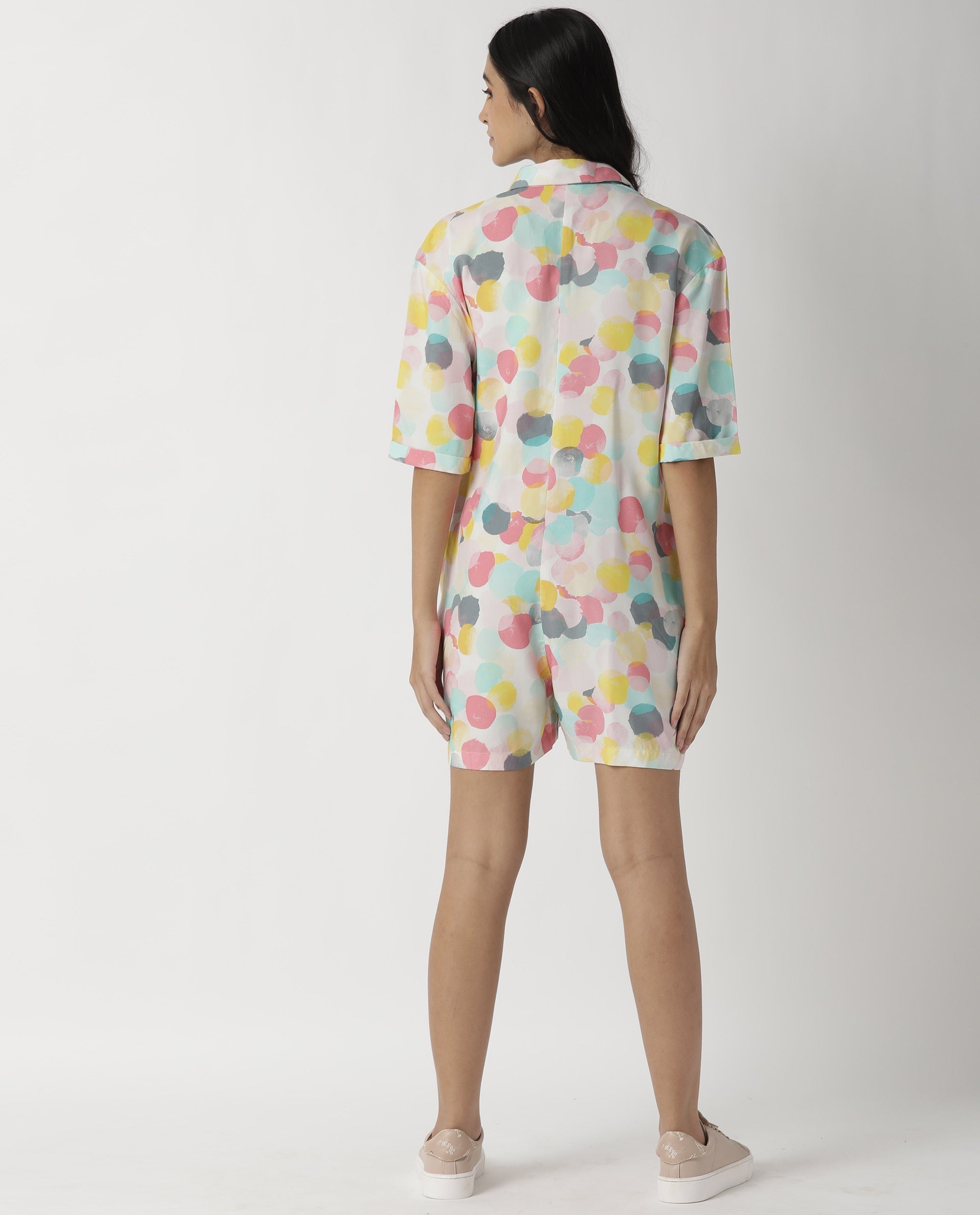 Rareism Womens Bro Pink Jumpsuit Viscose Fabric Regular Fit Half Sleeve Round Neck