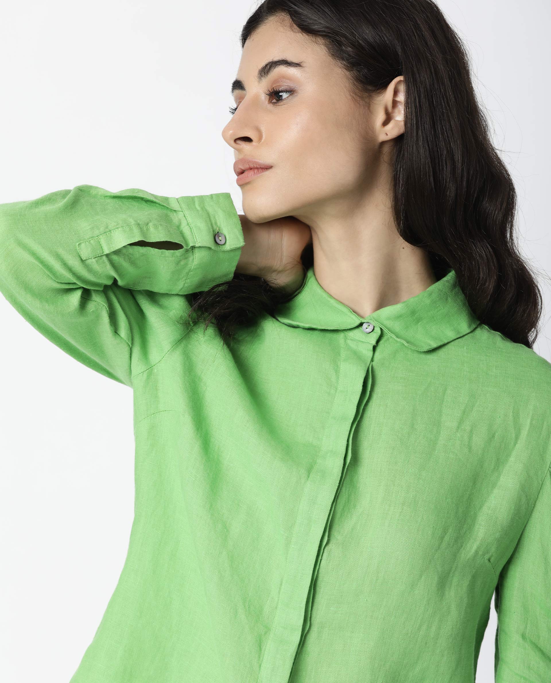 Rareism Women Toby Green Top Full Sleeves Solid