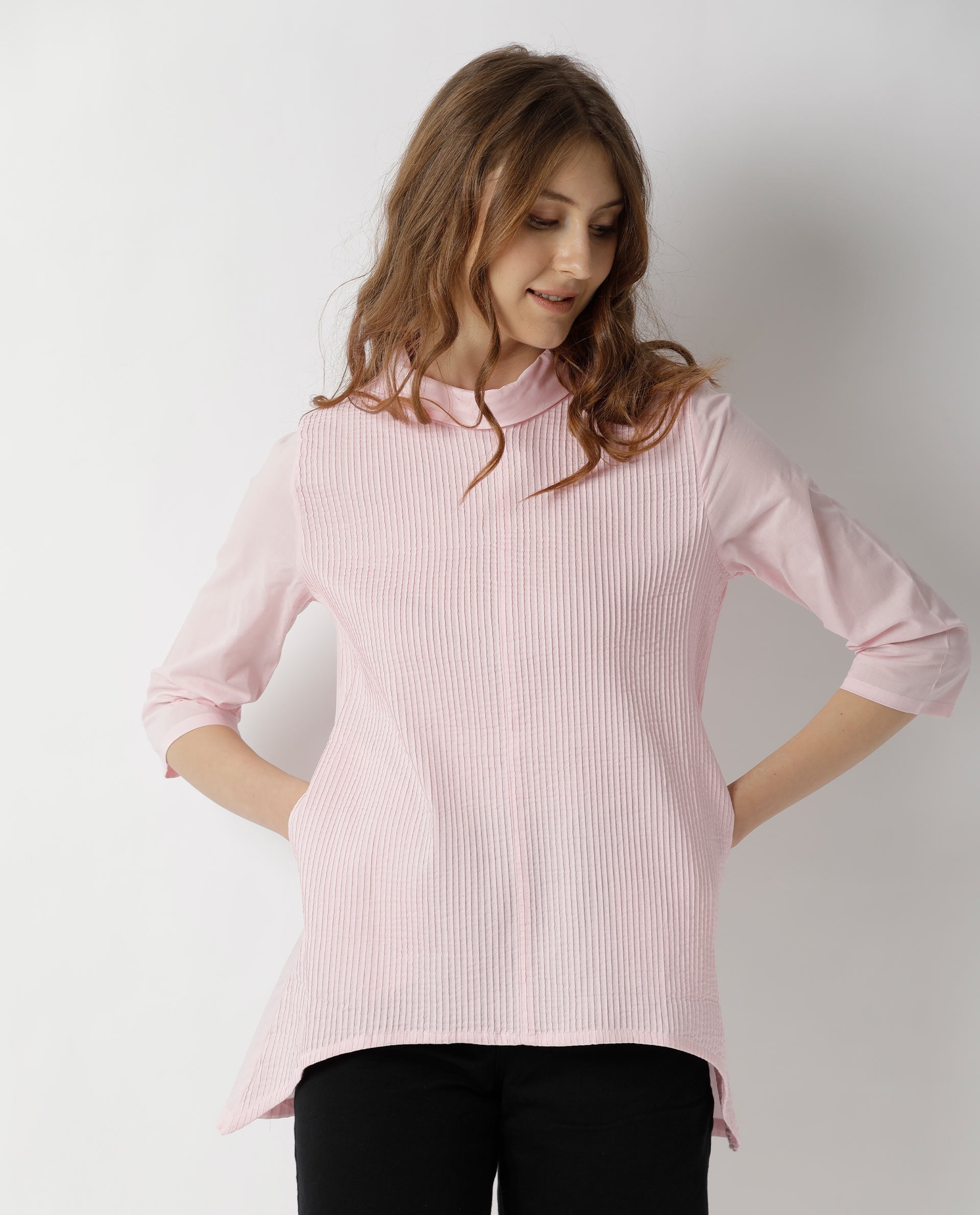 Rareism Women Pins Pink Top Full Sleeves Solid