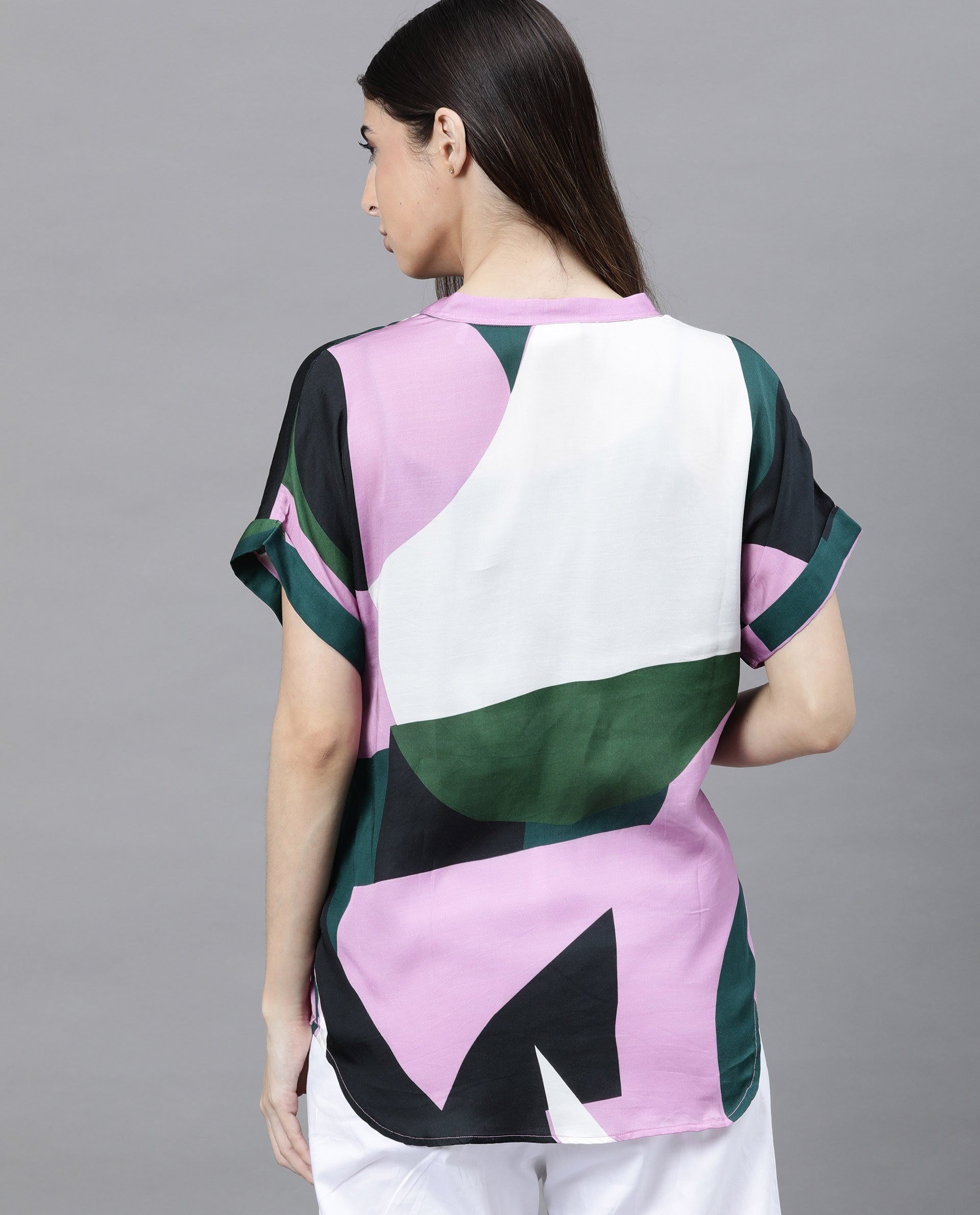 Rareism Women Supi Pink Top Full Sleeves Printed
