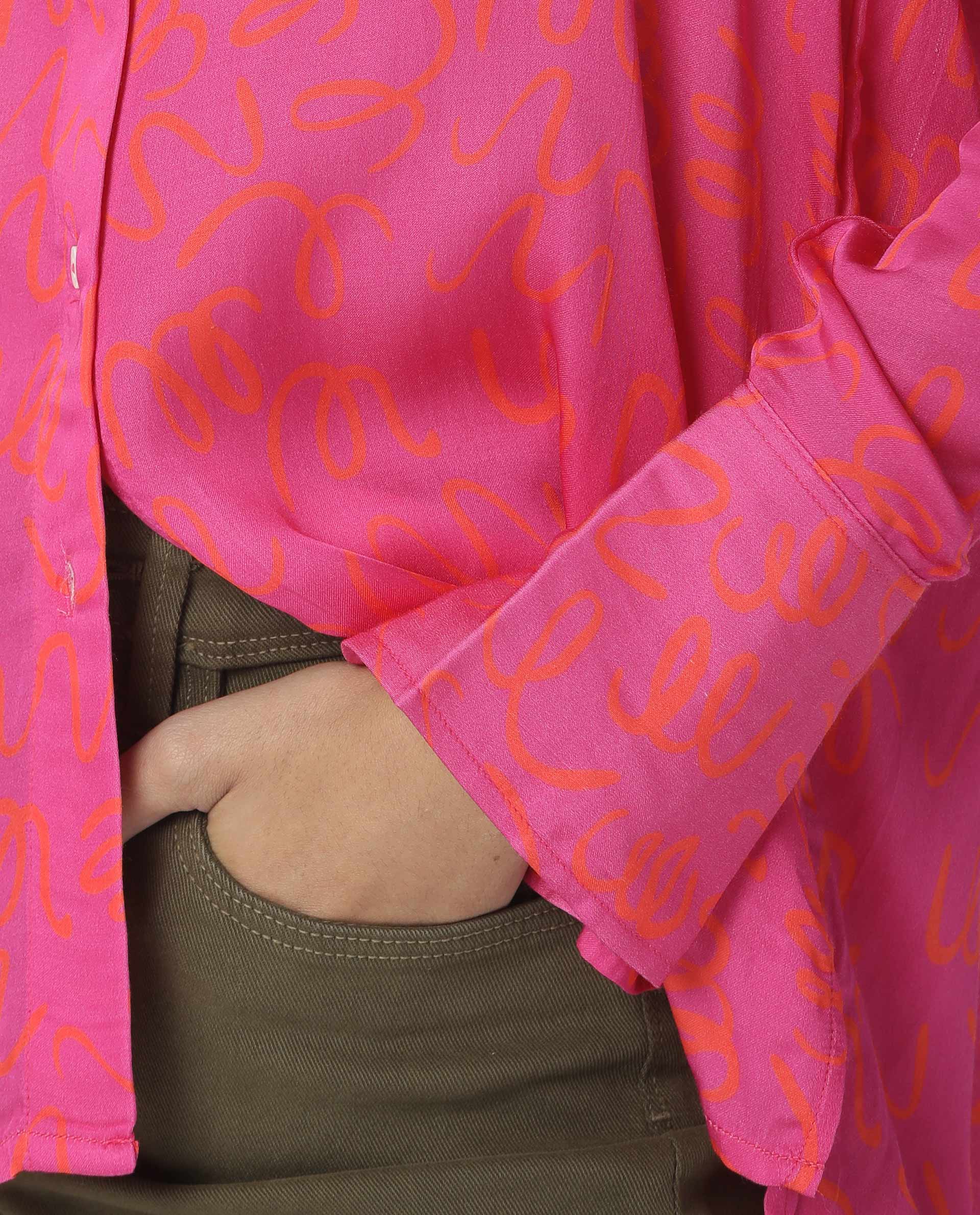 Rareism Womens Vani Pink Dress Modal Fabric Regular Fit Cuffed Sleeve Collared Neck