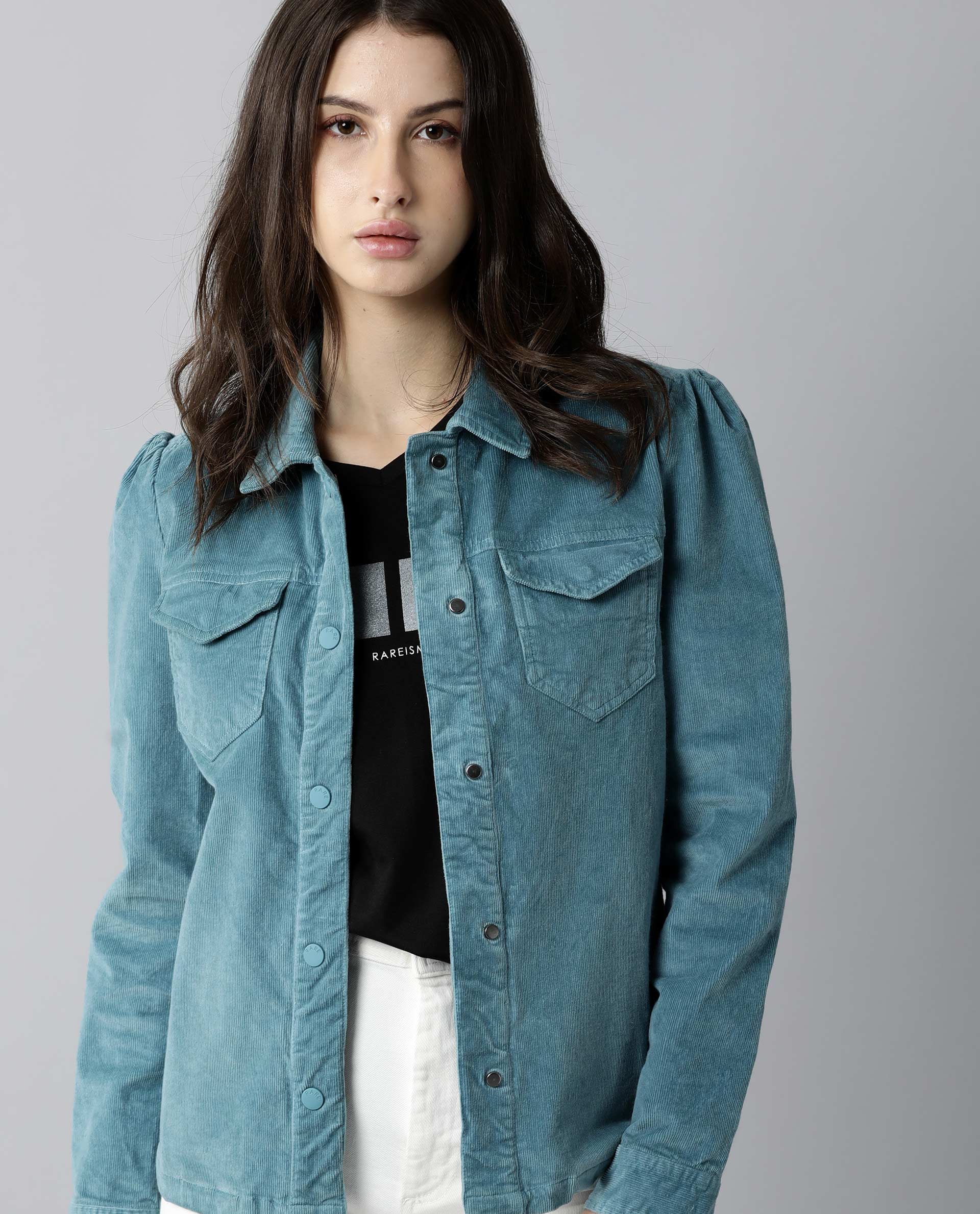 Rareism Women Delux Turq Jacket Full Sleeves Solid