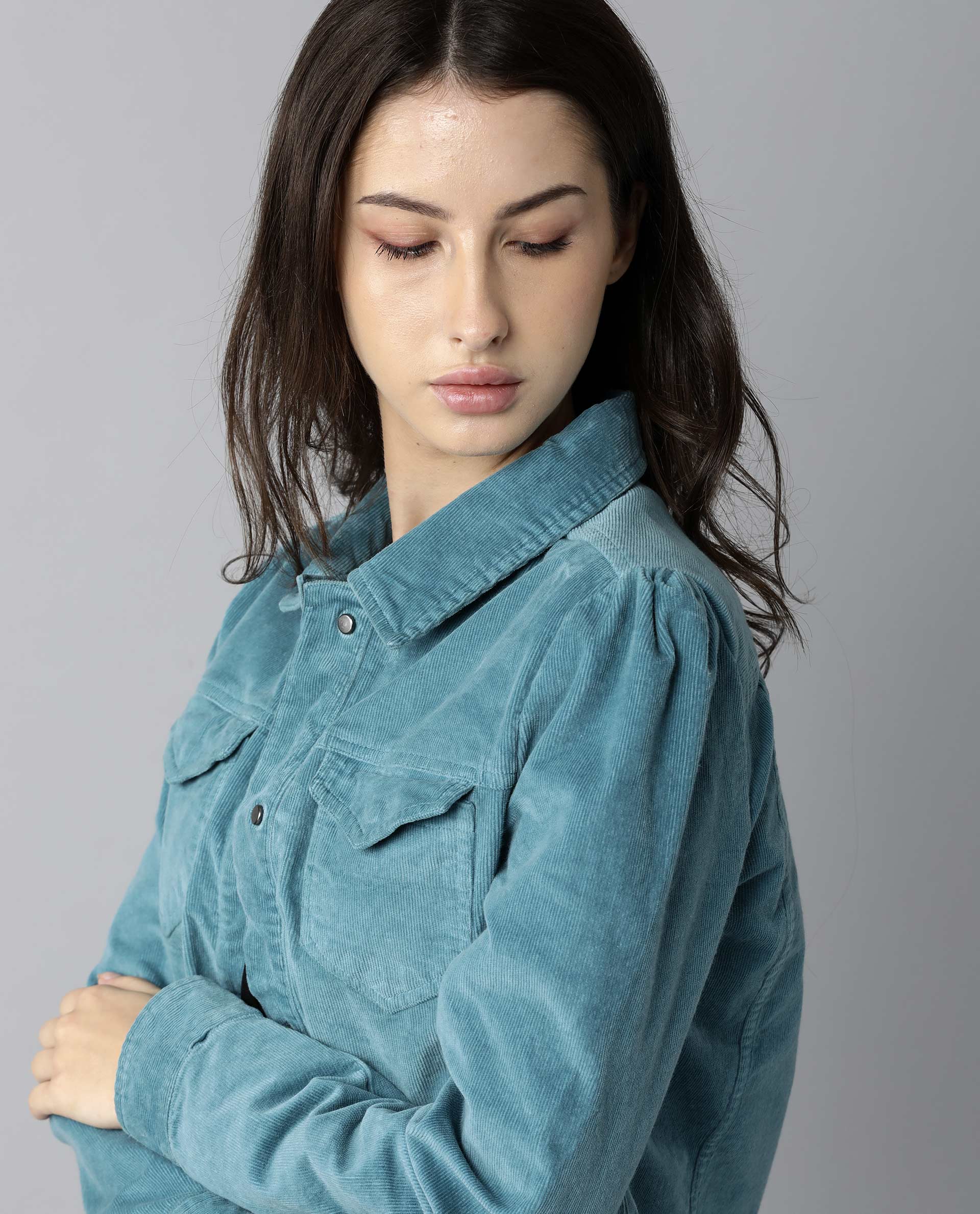 Rareism Women Delux Turq Jacket Full Sleeves Solid