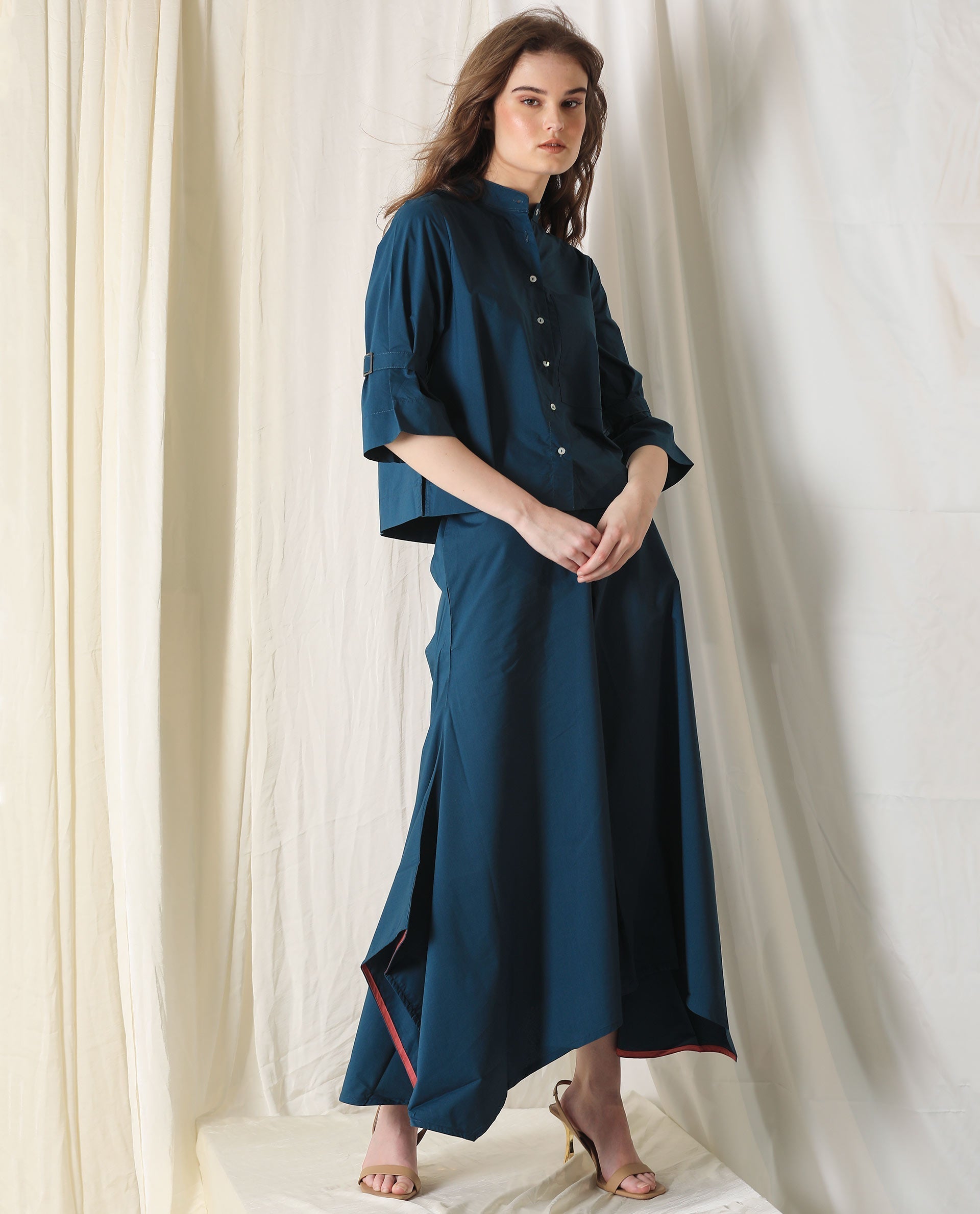 Rareism Womens Kyoto Petrol Trouser Poly Lycra Fabric Relaxed Fit Draw String Closure High Rise Waist Rise Ankle Length