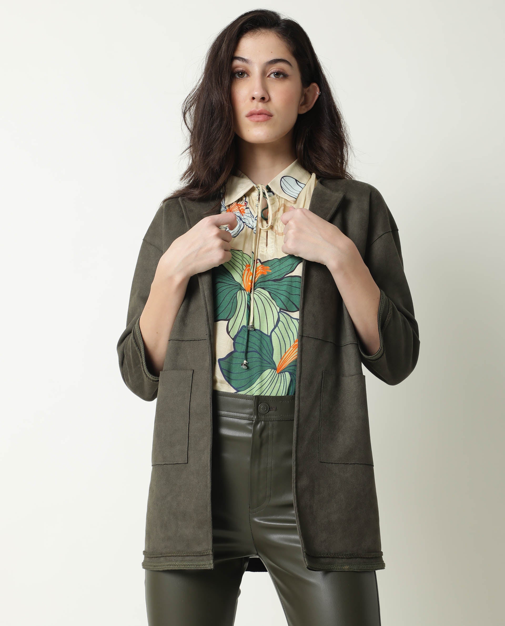 Rareism Womens Kalina Off White Top Cotton Silk Fabric  Full Sleeve Key Hole Neck