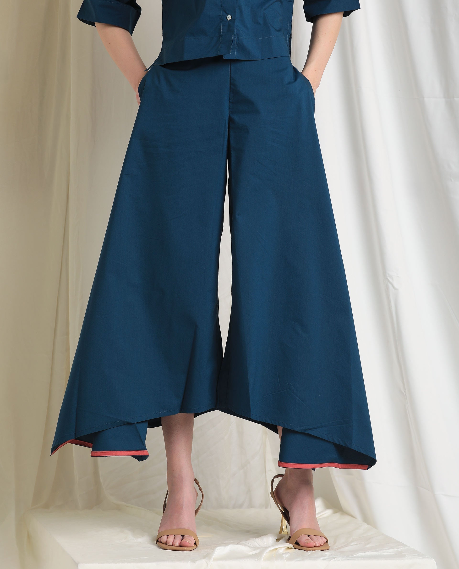 Rareism Womens Kyoto Petrol Trouser Poly Lycra Fabric Relaxed Fit Draw String Closure High Rise Waist Rise Ankle Length