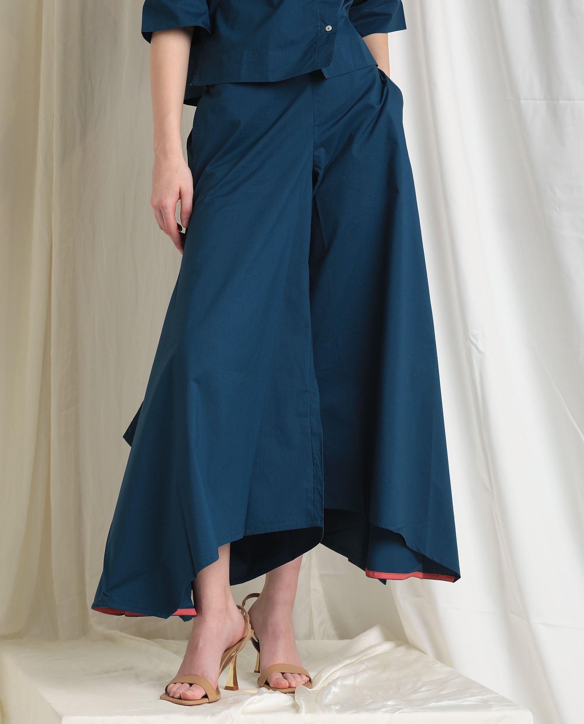 Rareism Womens Kyoto Petrol Trouser Poly Lycra Fabric Relaxed Fit Draw String Closure High Rise Waist Rise Ankle Length