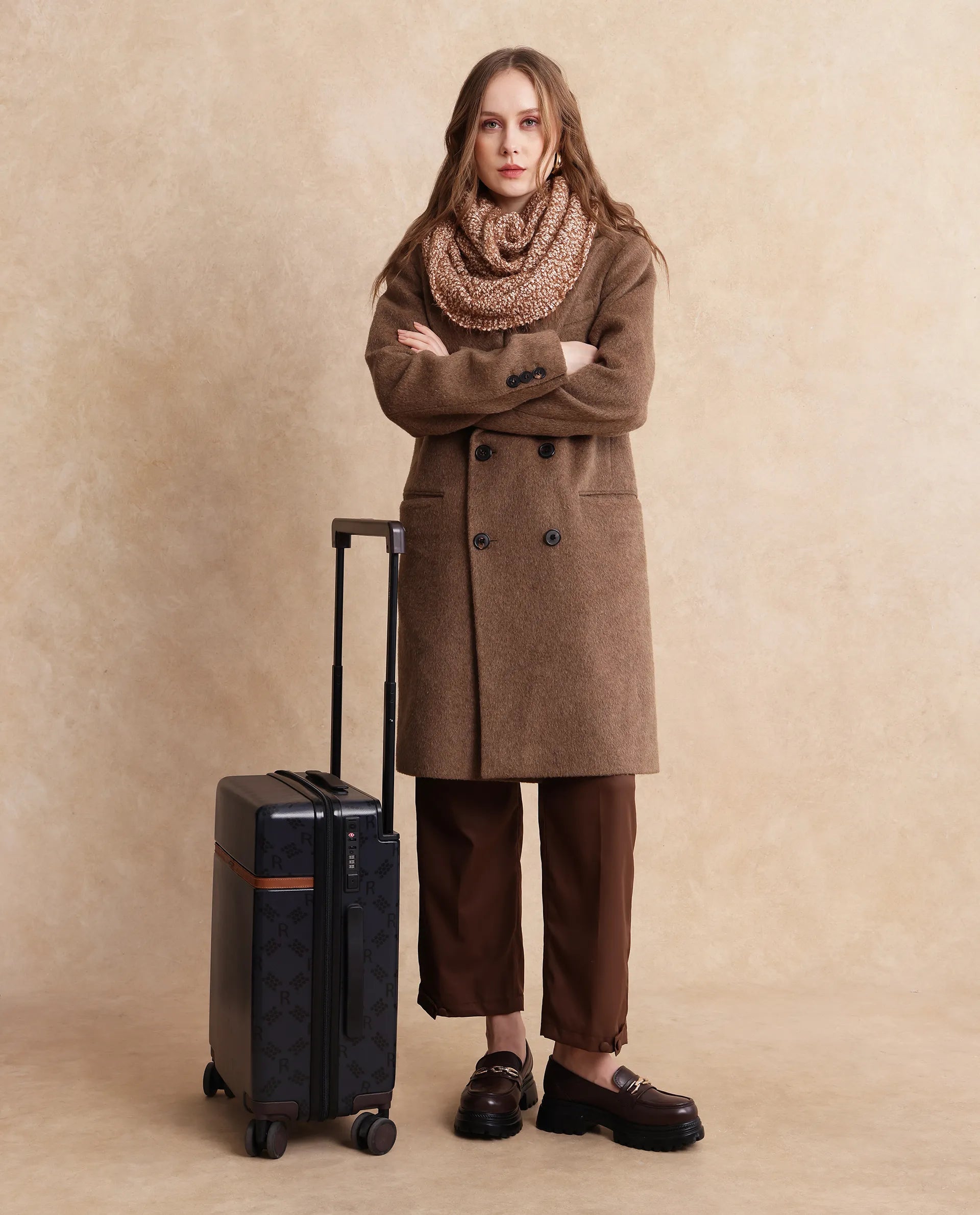 Rareism Women Infinn Brown Acrylic Plain Muffler