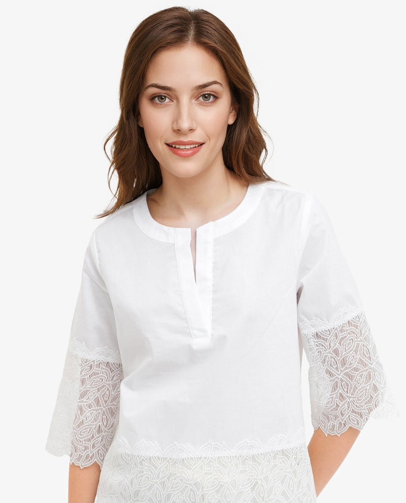 Rareism Womens Inna White Short Sleeve Embellished Top